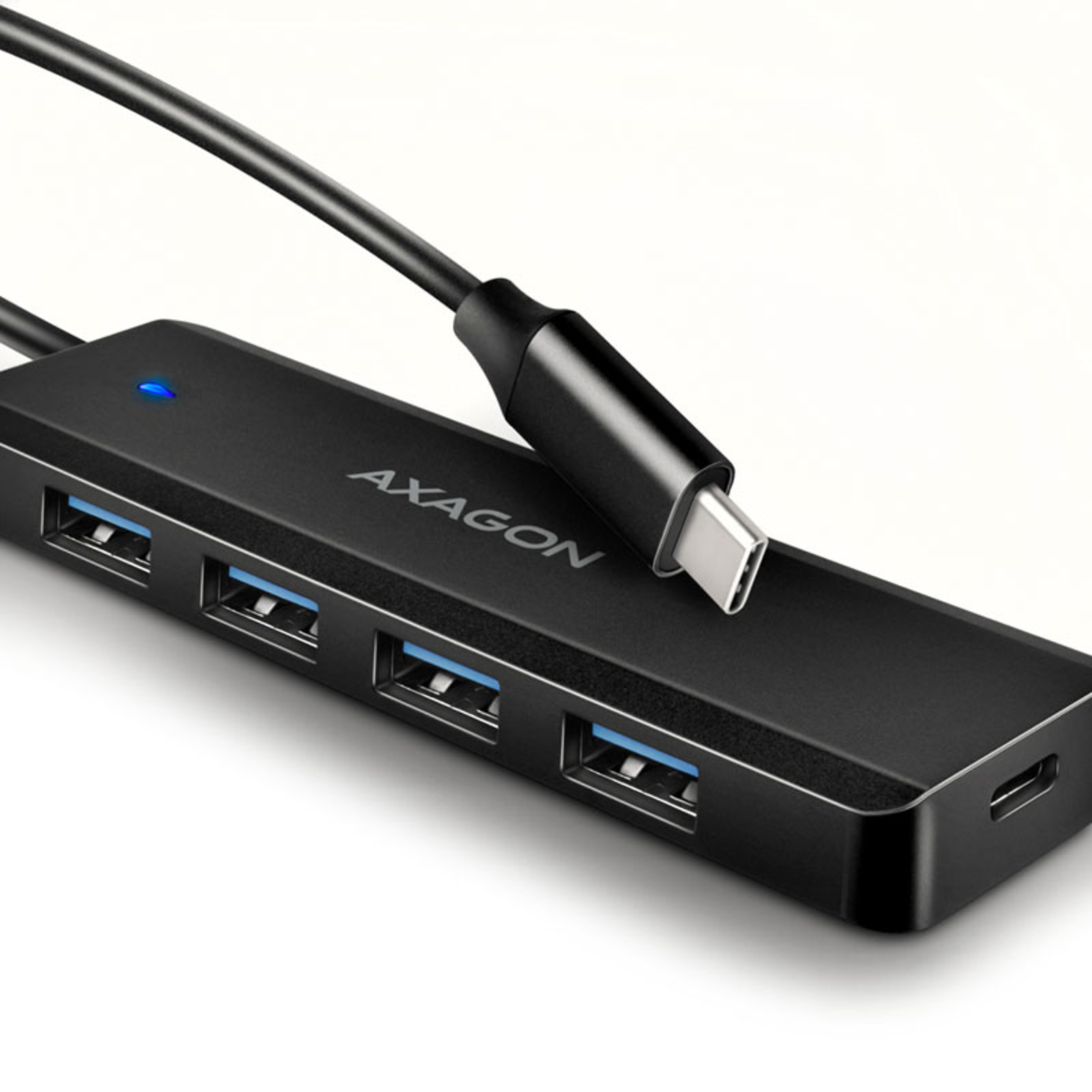 Axagon HUE-C1C Superspeed USB-C Travel Hub 4x USB 3.0 20cm Black