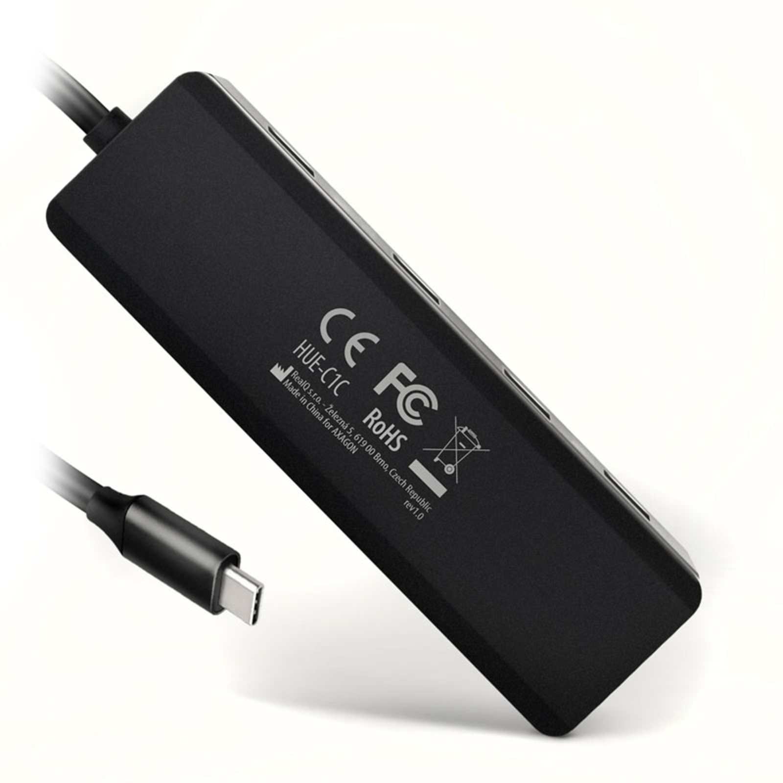 Axagon HUE-C1C Superspeed USB-C Travel Hub 4x USB 3.0 20cm Black