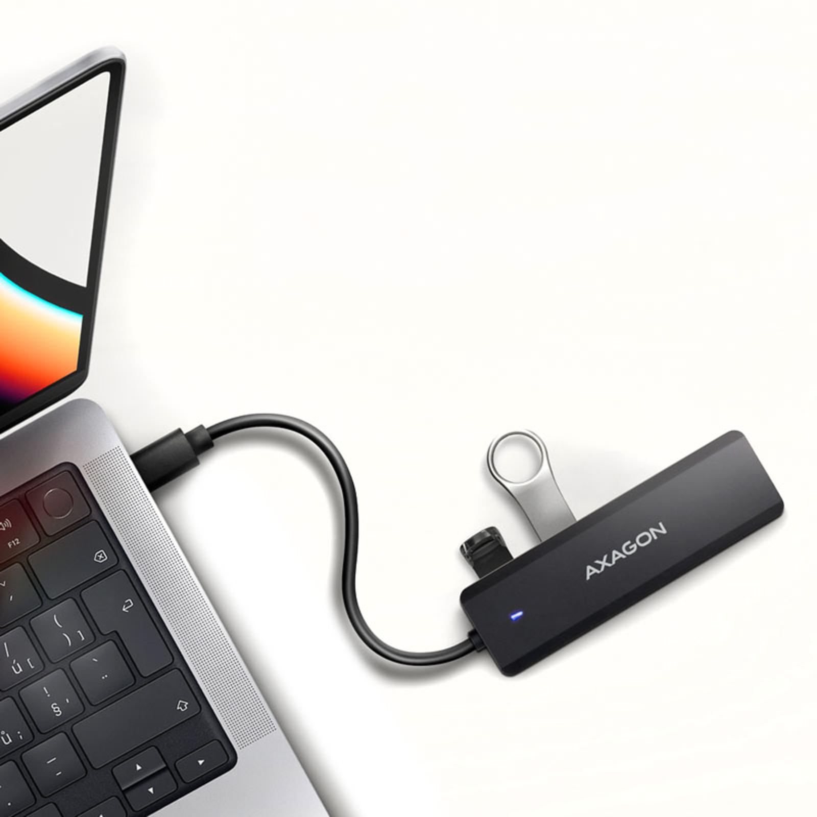 Axagon HUE-C1C Superspeed USB-C Travel Hub 4x USB 3.0 20cm Black