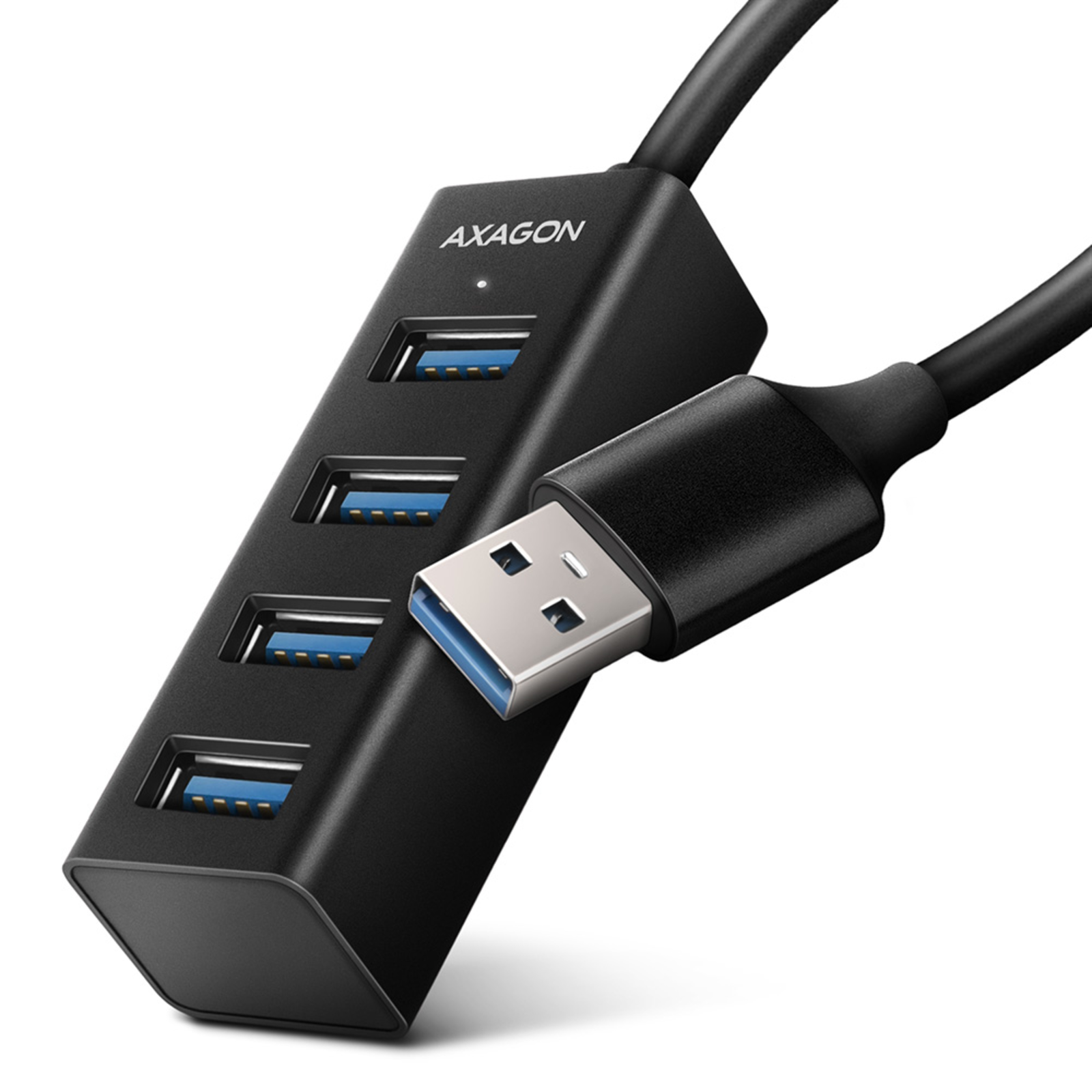 AXAGON HUE-M1A Superspeed USB-A Mini Hub 4x USB 3.0 20 Cm Black
