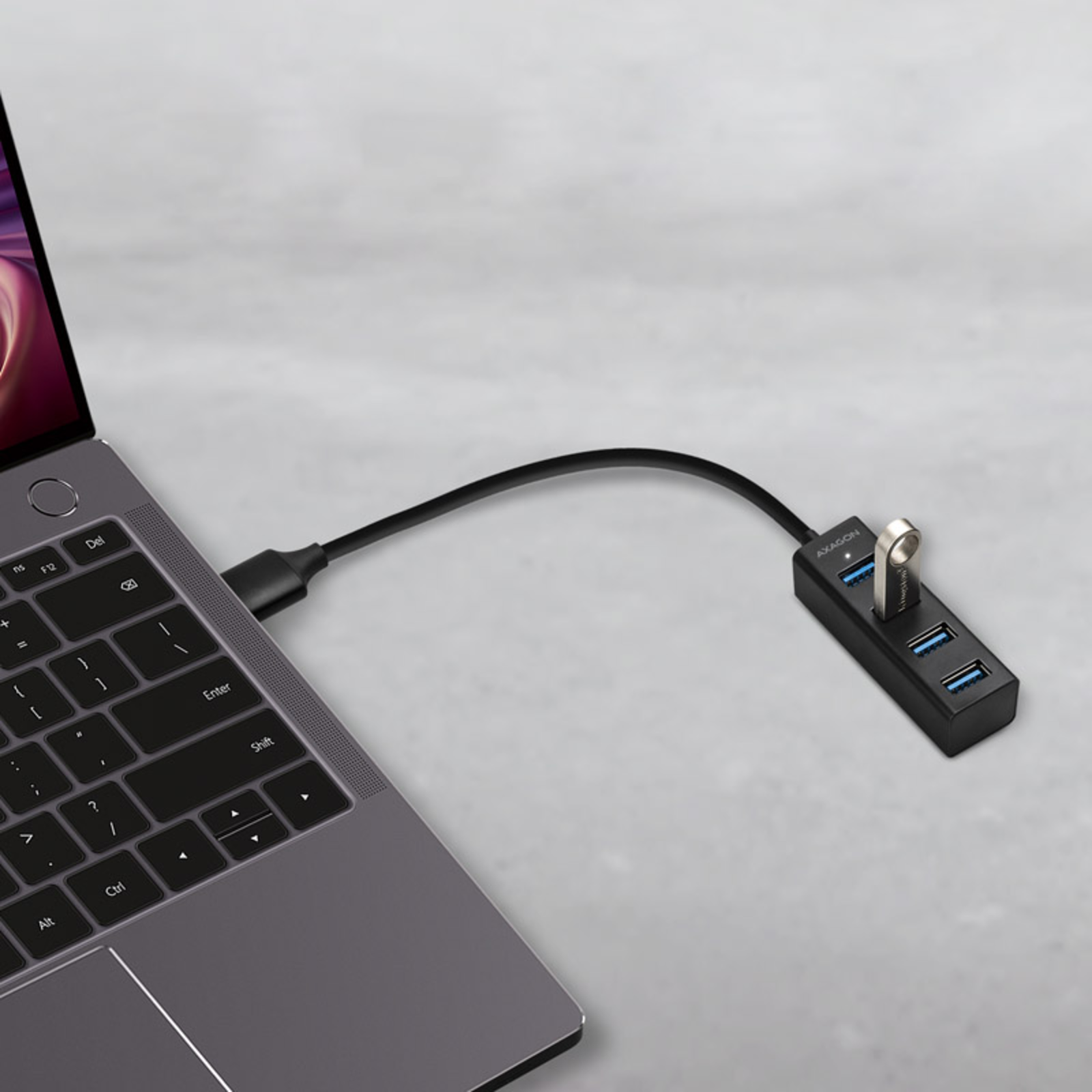 AXAGON HUE-M1A Superspeed USB-A Mini Hub 4x USB 3.0 20 Cm Black