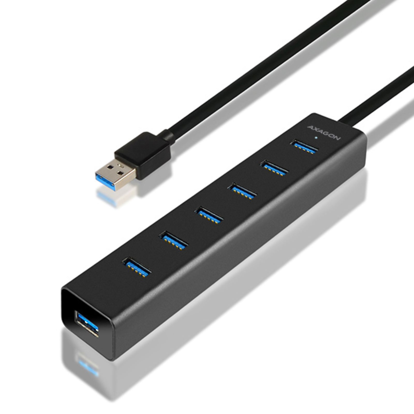 Axagon HUE-SA7BP USB-A Hub 7x USB 3.0 1x Micro-USB 400mm Cable Power Supply Unit