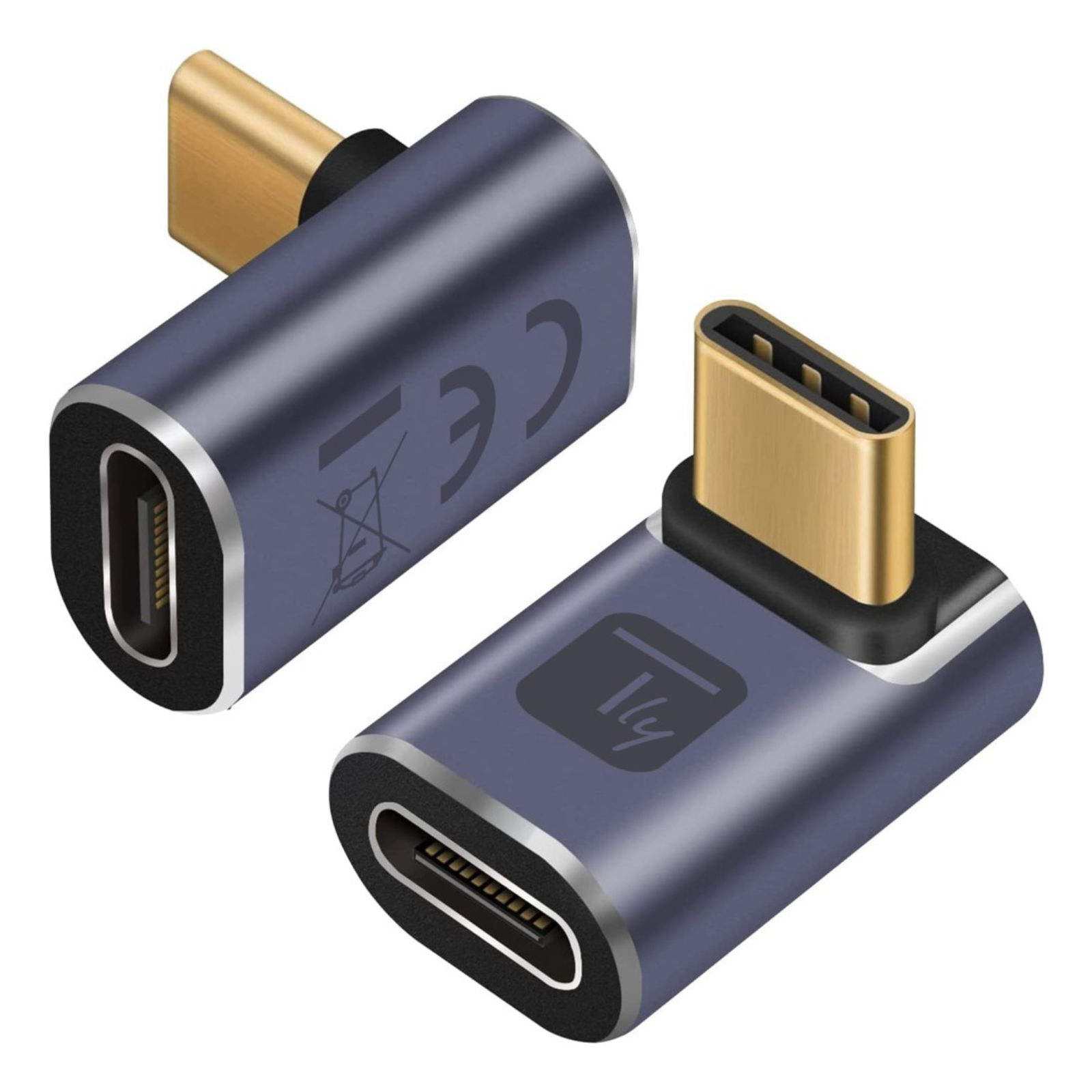 Techly USB-C Adapter Plug/Socket 90 Angled 40Gbps 4K And 8K