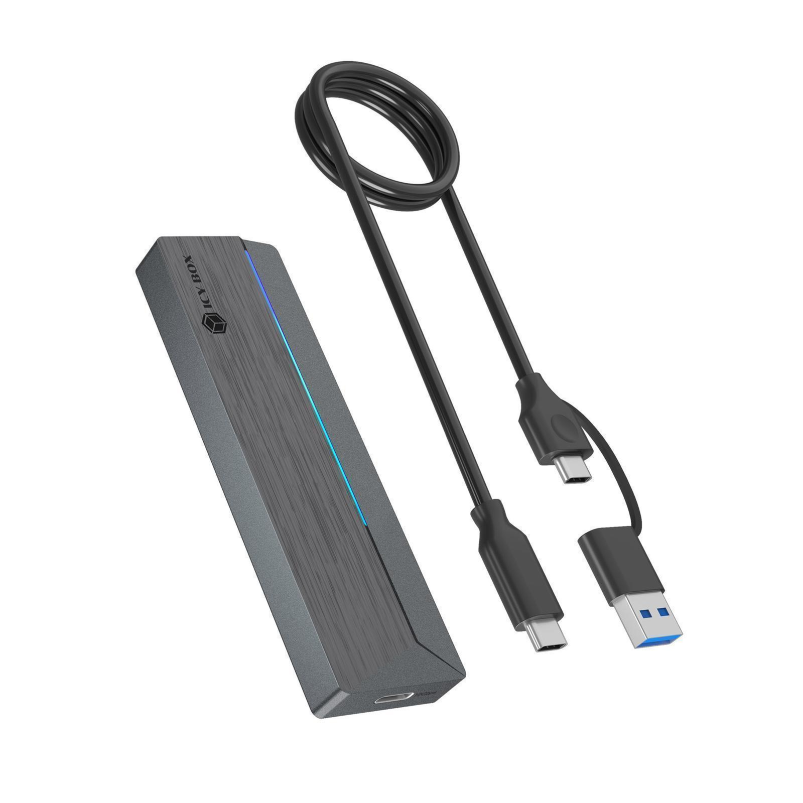 ICY BOX External Enclosure M.2 NVMe SSD RGB 10Gbps USB3.2 Gen2 Type-C Host Enclosure USB 3.0