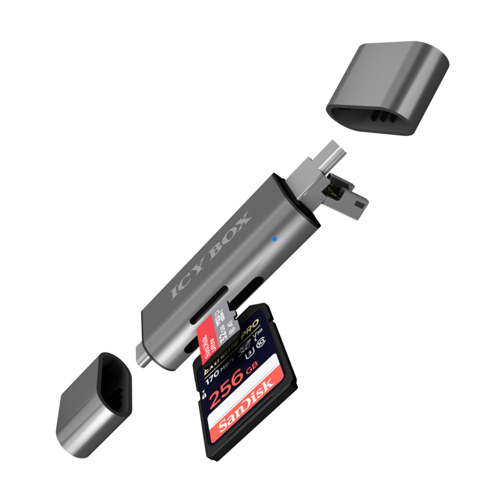 ICY BOX IB-CR200-C External Card Reader with Multi-USB Connection