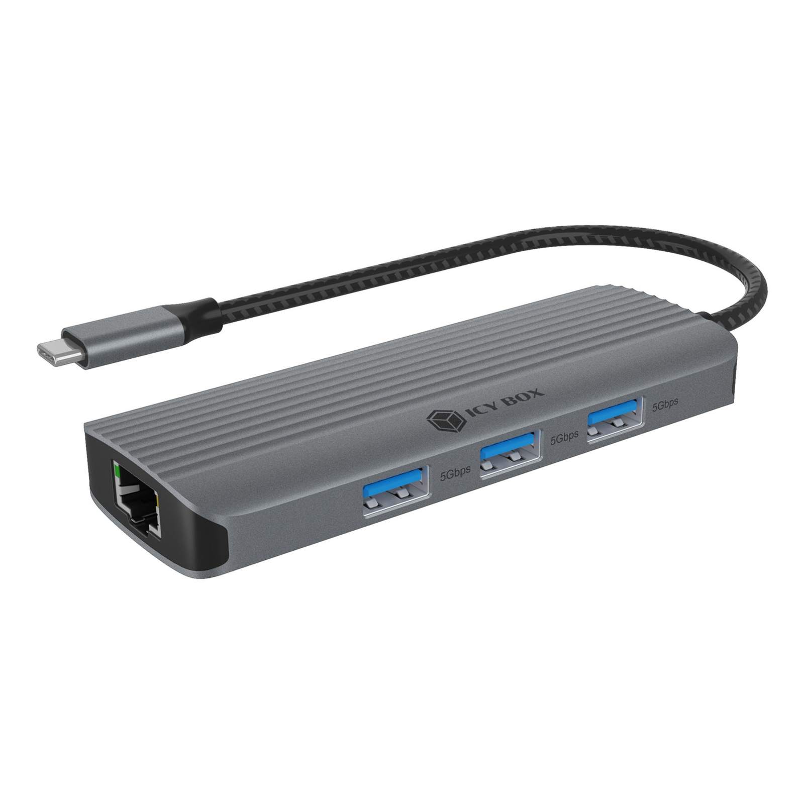ICY BOX 6-in-1 Travel Docking 1 HDMI 4K60Hz 3 USB-A 5Gbit/s 1 LAN RJ45 1 Gbit/s 1