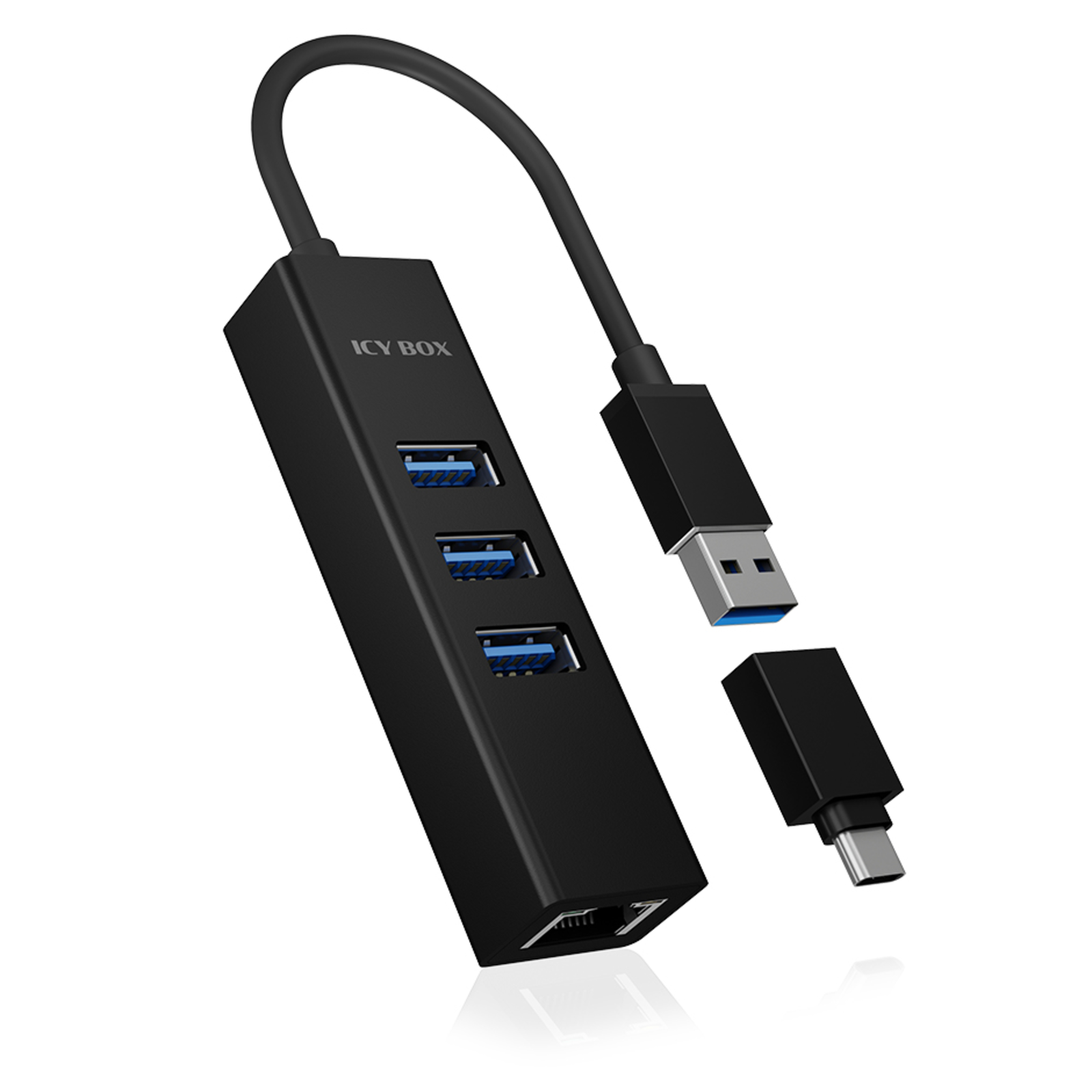 ICY BOX IB-HUB1419-LAN USB 3.0 USB-C HUB 3xUSB 3.0 1xGigabit LAN