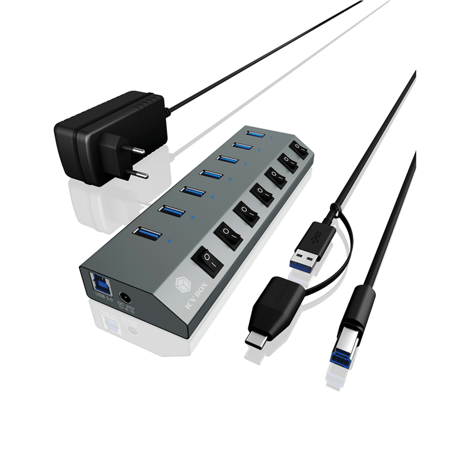 ICY BOX IB-HUB1701-C3 Hub 7 X SuperSpeed USB 3.0