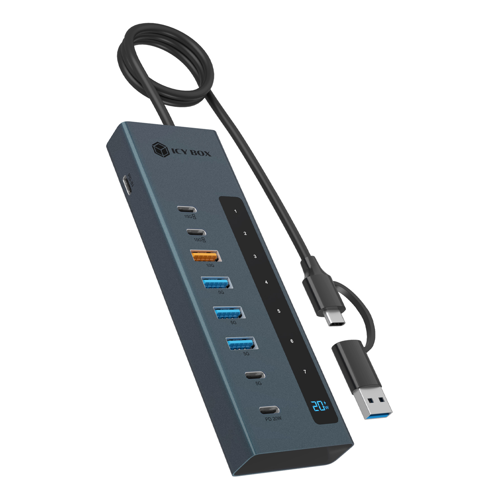 ICY BOX USB3.2 Gen2 Hub PD 2xUSB-C 1xUSB-A up to 10Gbit/s Blue