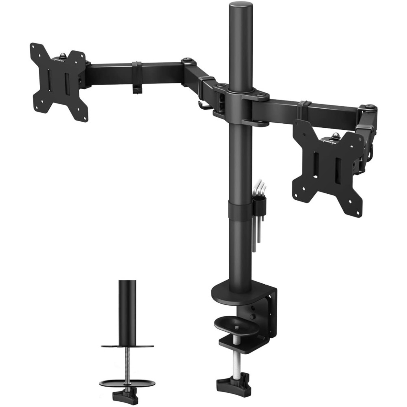 Techly Stand for 2 LCD Displays Black Screen Size 33-68.6 Cm (13inch-27inch)