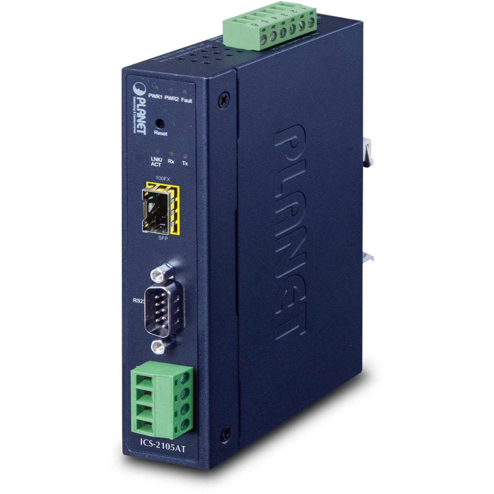 Planet Industrial RS-232 -422 -485 to IP Converter 1x COM 1x 100Base-FX -SFP 9-48VDC -40-+75C IP3