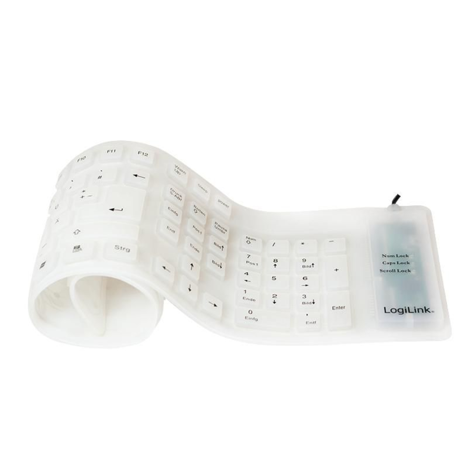 LogiLink ID0018A USB Keyboard German QWERTZ White Foldable Splash-proof Dust-proof