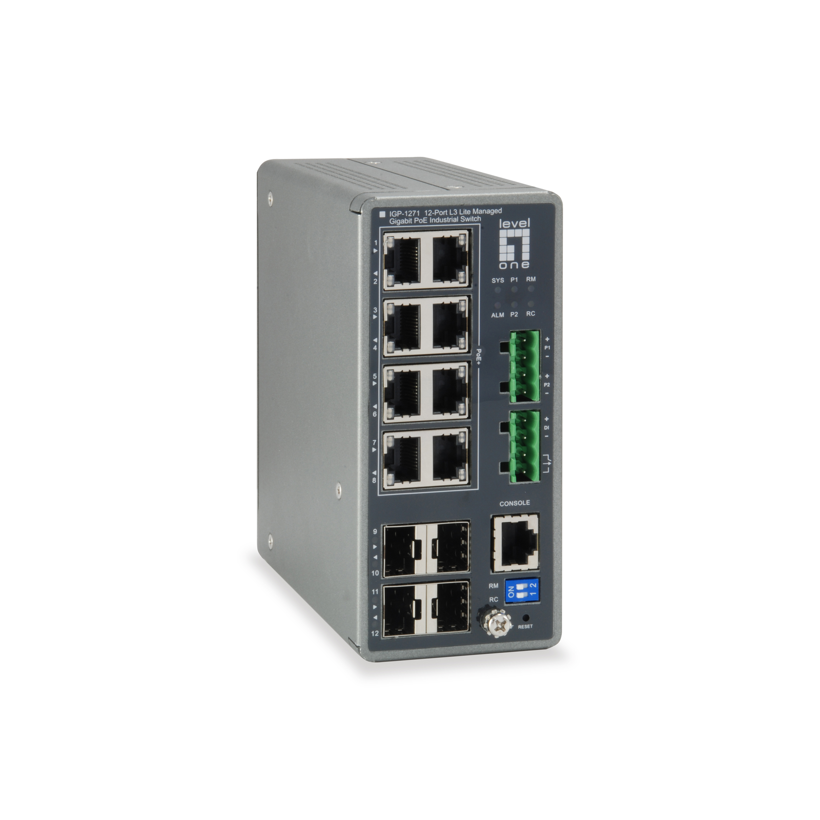 LevelOne Switch 8x GE IGP-1271 4xGSFP 240W 8xPoE+