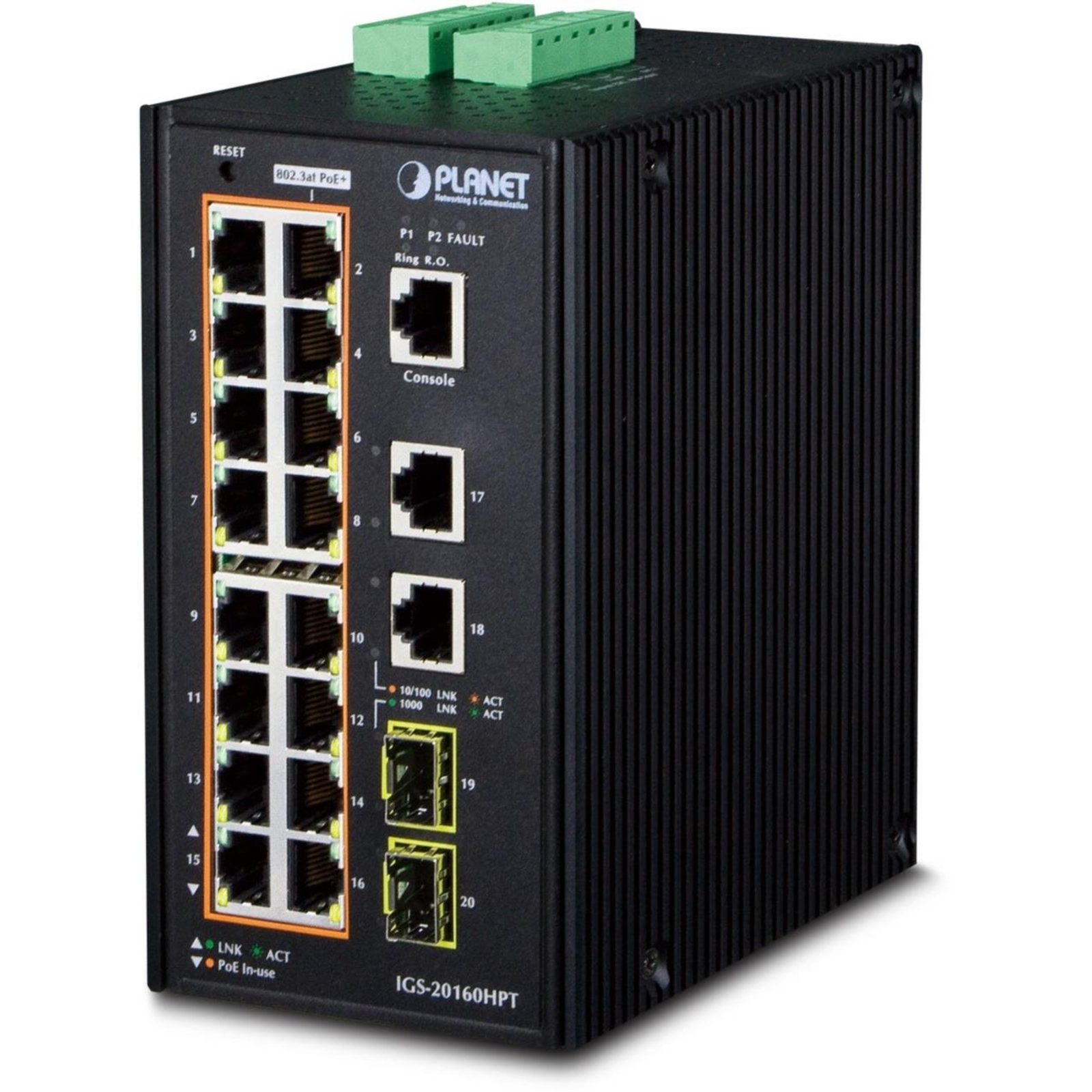 PLANET Industrial 16-PoE Switch 10/100/1000T 2xUP 2xSFP
