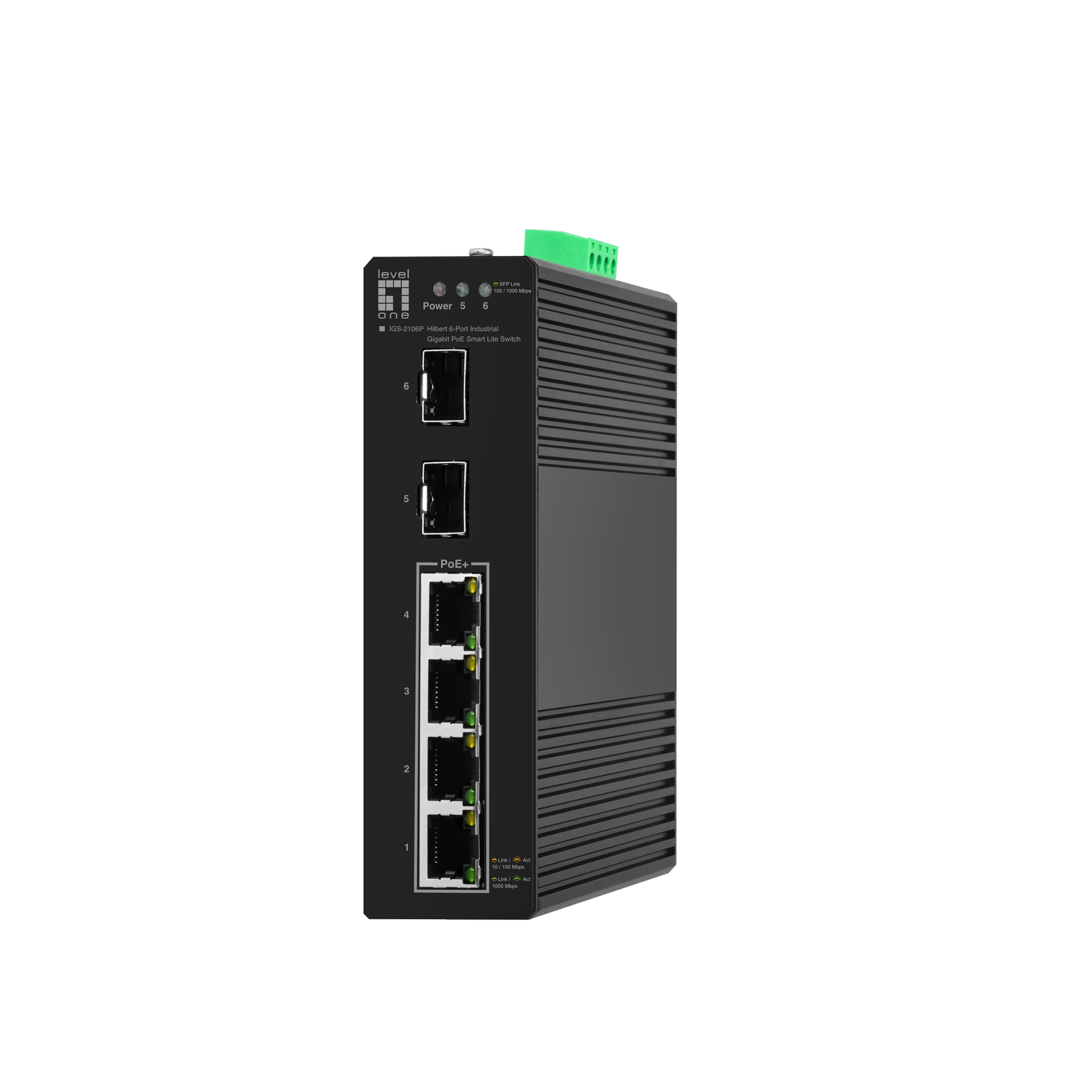LevelOne Hilbert 6-Port Gigabit PoE Smart Lite Switch 4 PoE Outlets SFP 802.3at-af PoE Managed L2