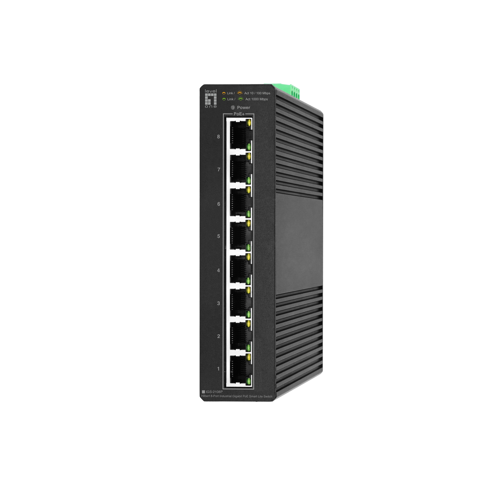 LevelOne Hilbert 8-Port Industrial Gigabit PoE Smart Lite Switch 8 PoE 802.3at-af PoE Managed