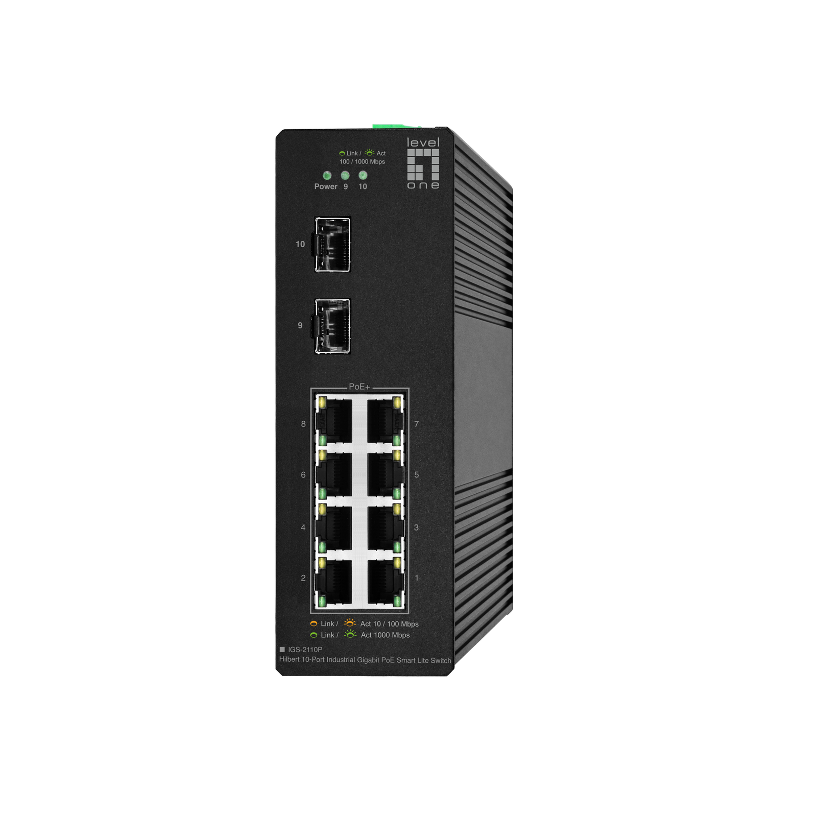LevelOne Hilbert 10-port Gigabit PoE Smart Lite Switch 8 PoE Outputs 2 X Gigabit SFP 802.3at-af PoE
