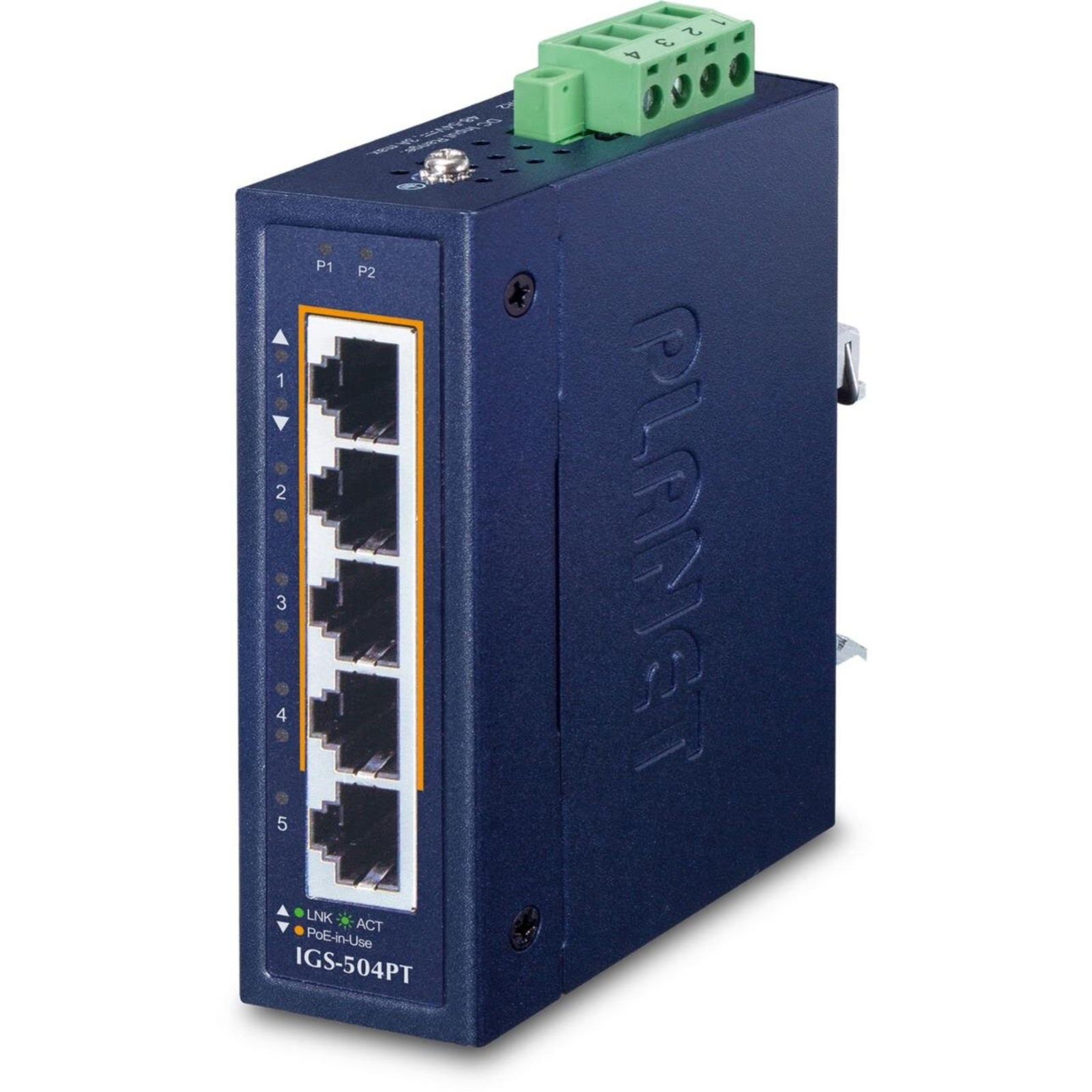 PLANET IP30 Compact Size 4-Port 10/100/1000T 802.3at PoE+ Switch Copper Wire