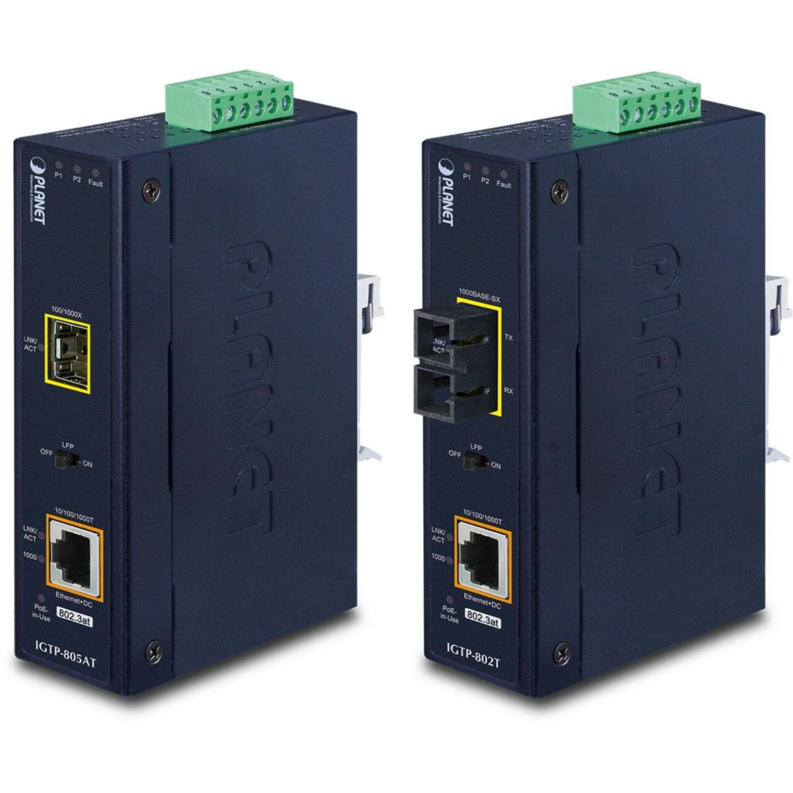 PLANET IP30 10/100/1000T to SFP Gbit Conv. with PoE