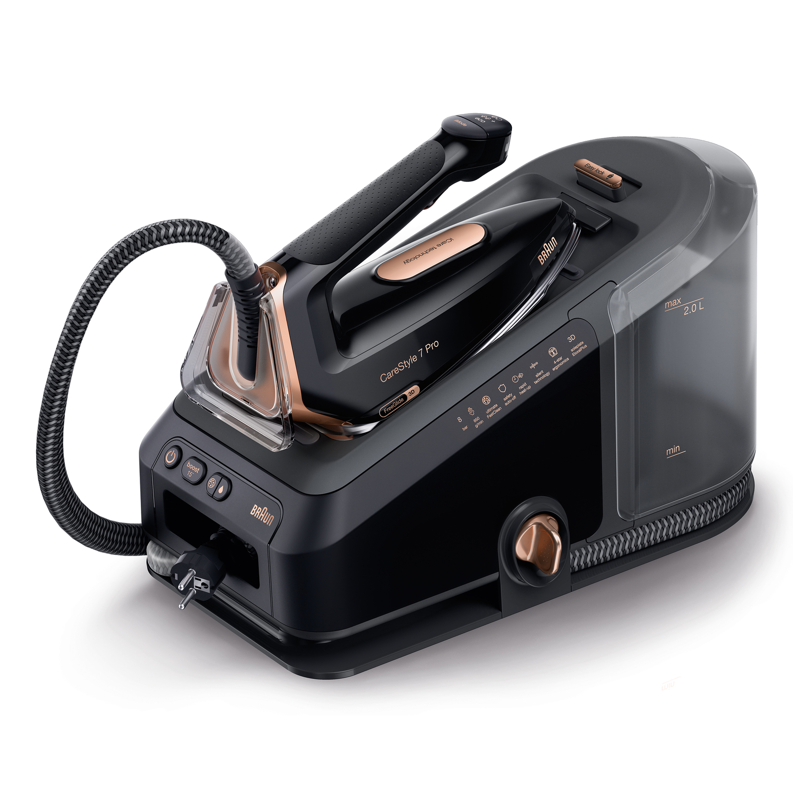 brown CareStyle 7 Pro IS7286 BK Steam Ironing Station Black/rose gold