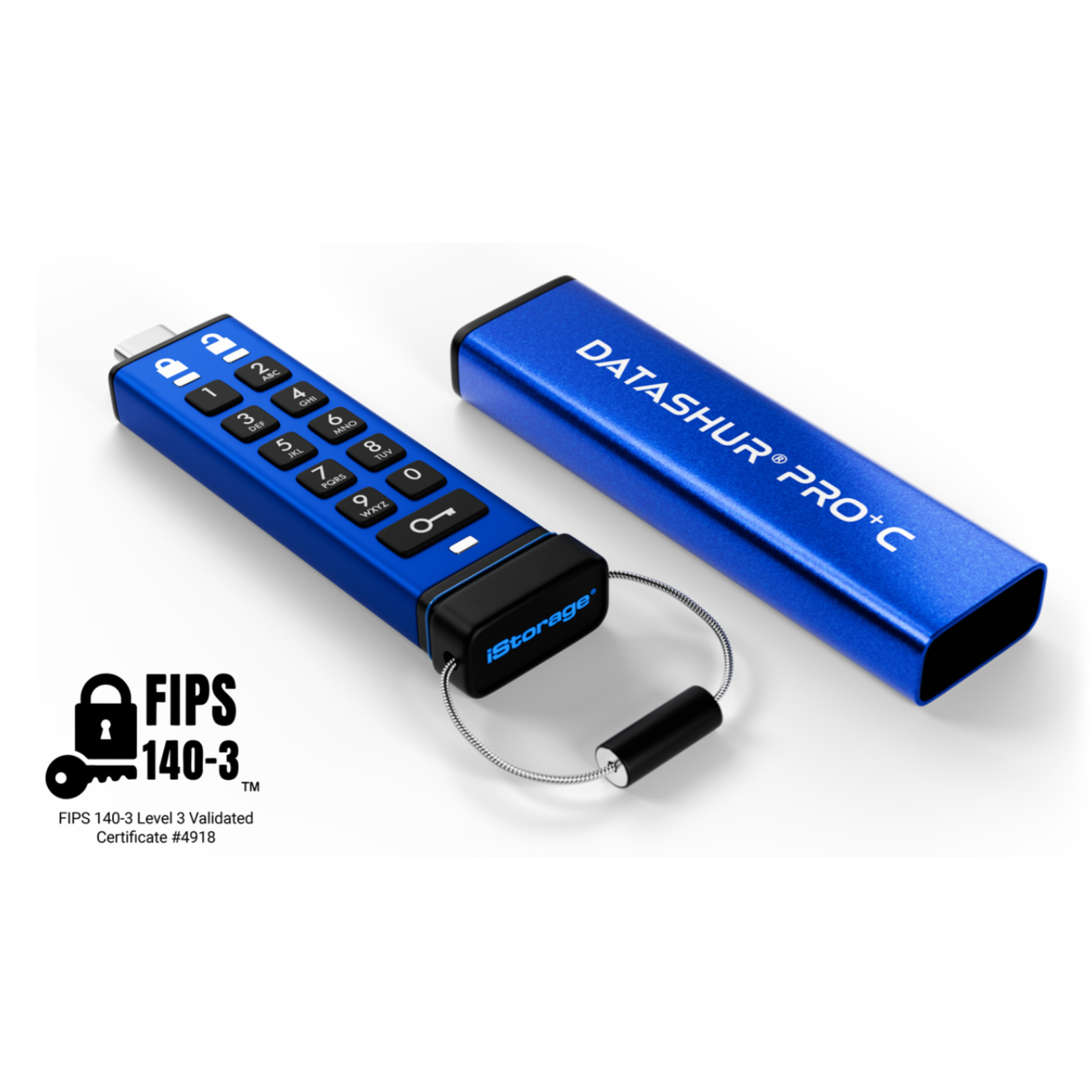 iStorage DatAshur Pro+C 512GB USB-C Alu Military Grade XTS-AES 256-bit HW Encryption FIPS 140-3 L3