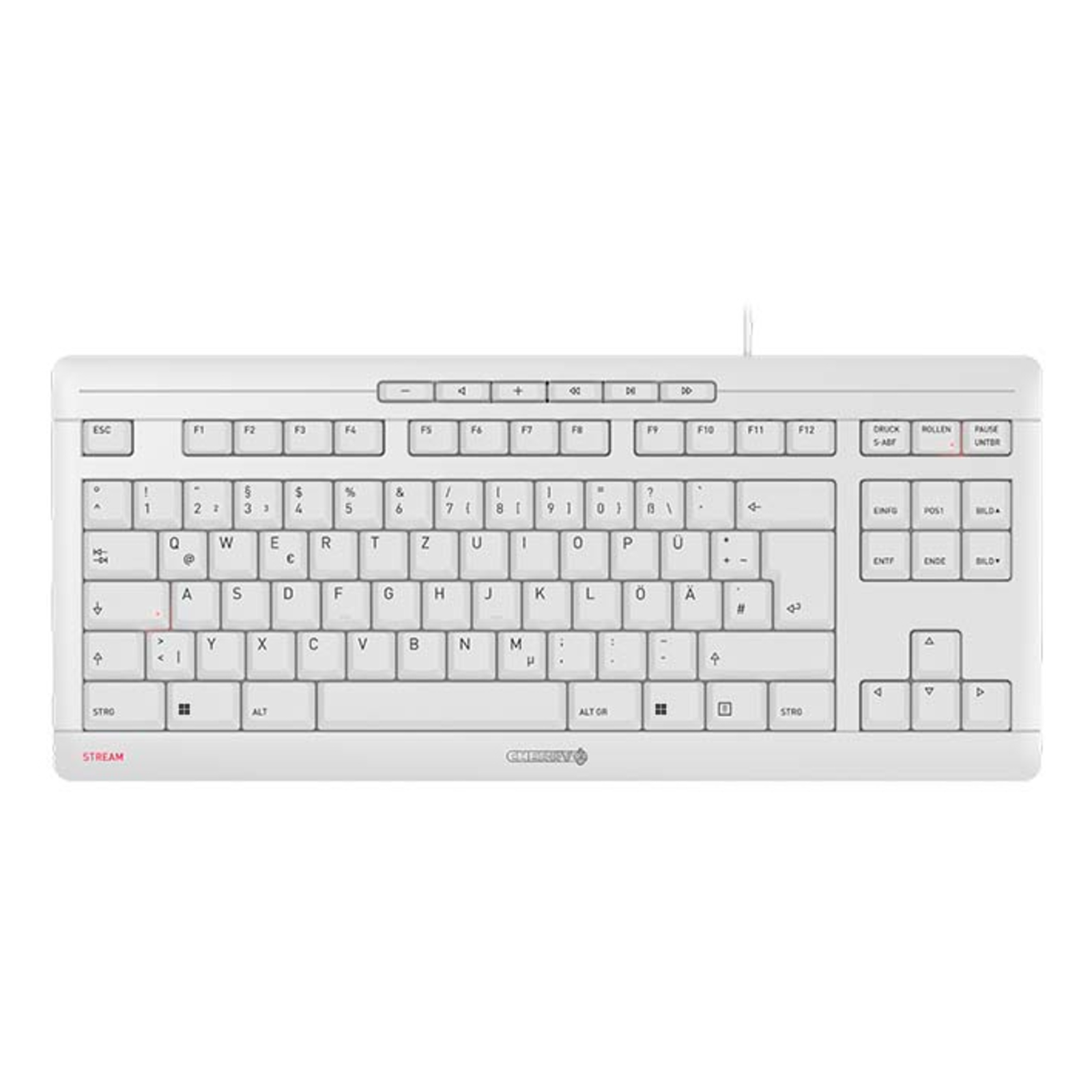 Cherry TAS STREAM KEYBOARD TKL Corded DE-Layout Grey