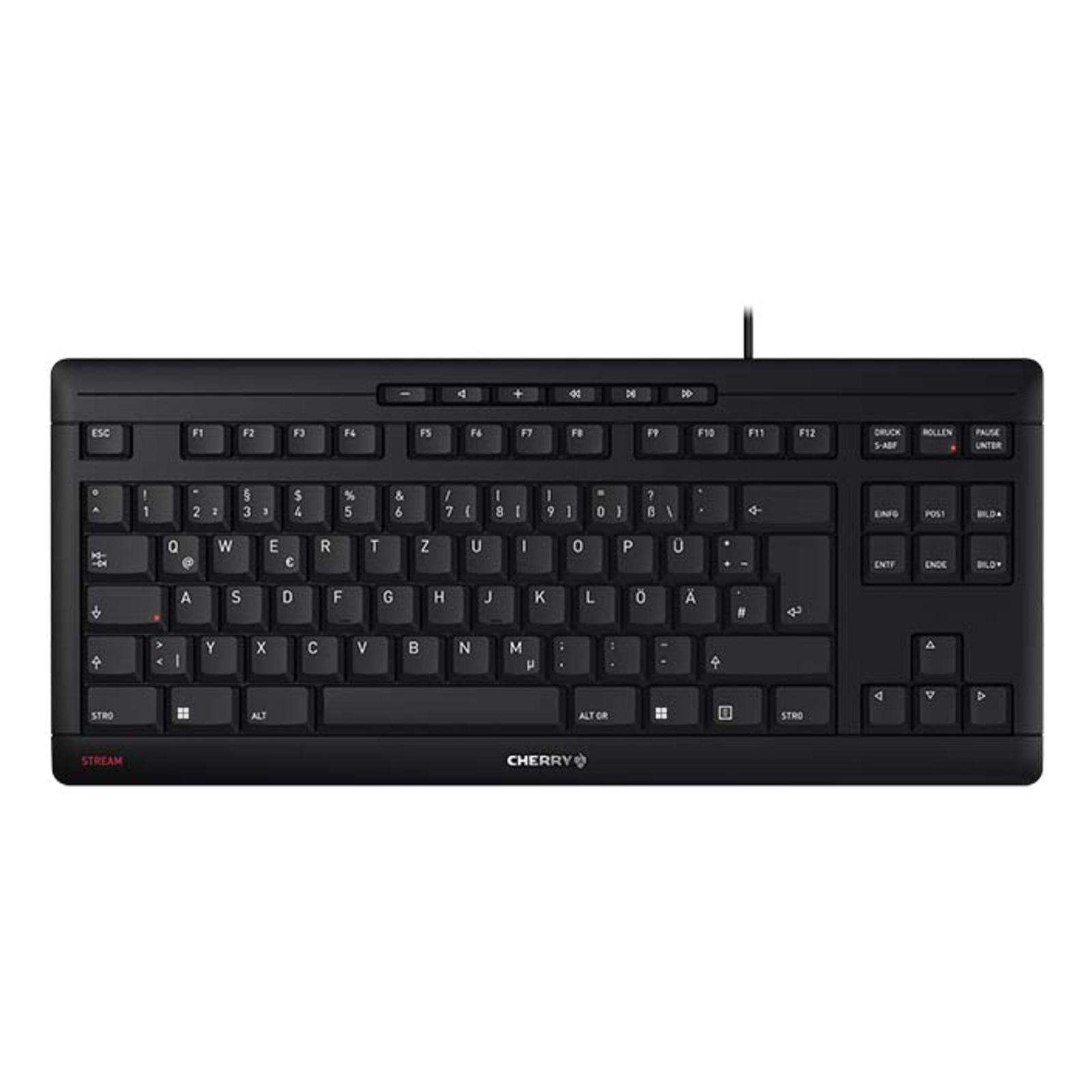 Cherry TAS STREAM KEYBOARD TKL Corded DE-Layout Black
