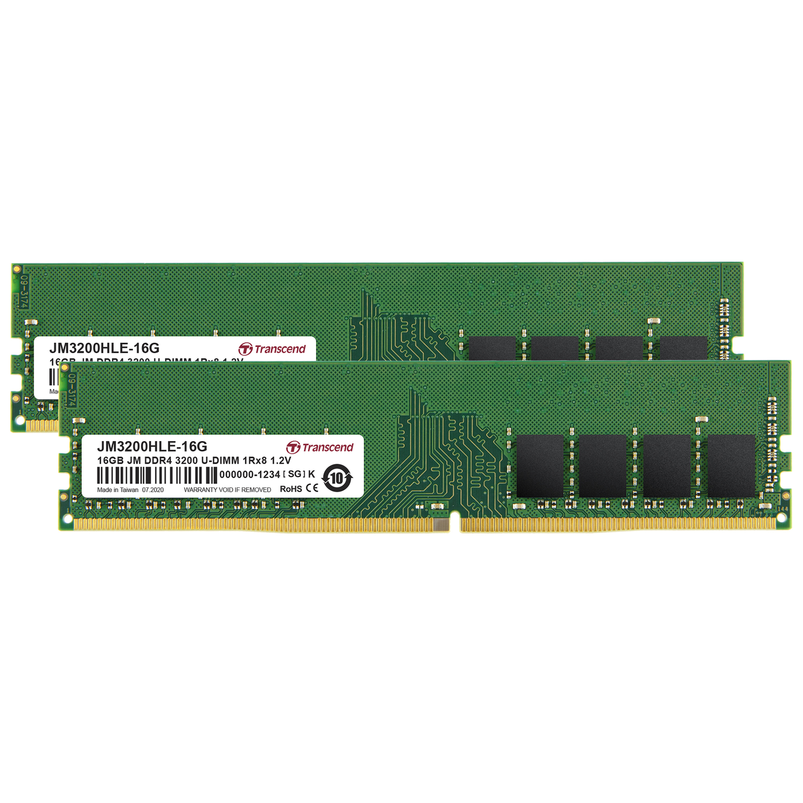 Transcend JetRam JM3200HLE-32GK 32 GB 1 X 8 GB DDR4 3200 MHz 288-pin DIMM