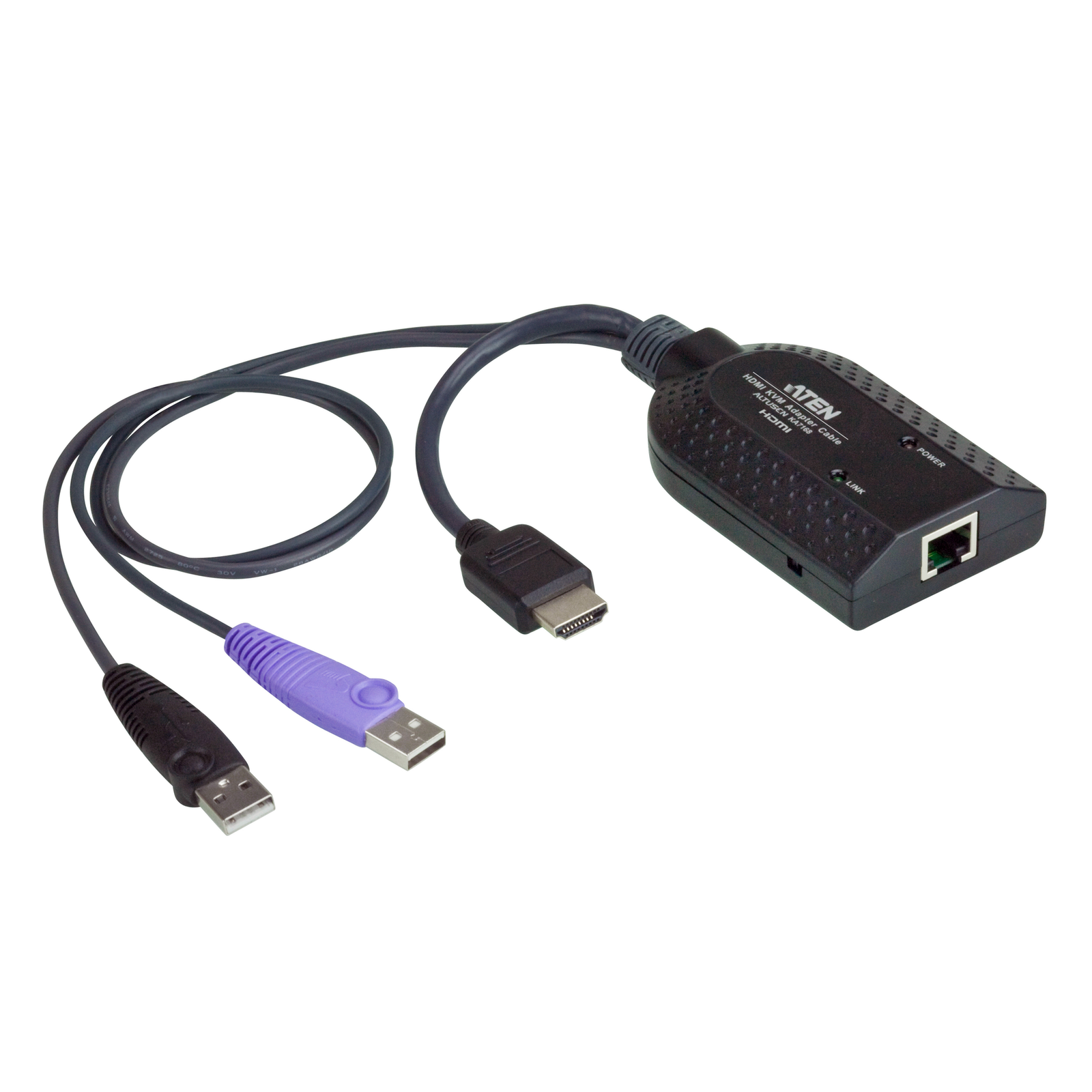 Aten USB-HDMI-Virtual-Media-KVM-Adapter with Smart Card Support USB USB HDMI Black Metal