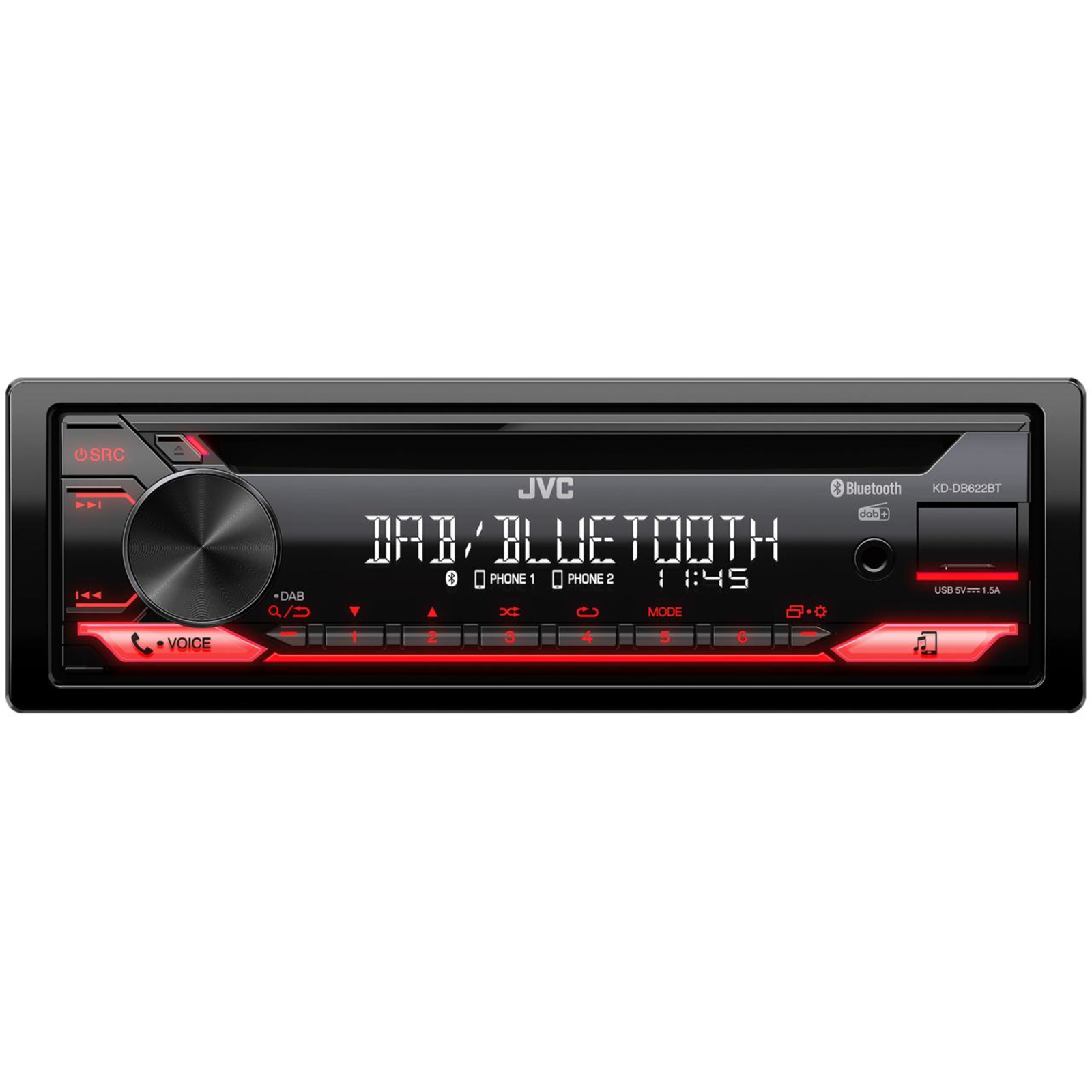 JVC KD-DB622BT Black 1 DIN 200 W 4.1.2 Channels 50 W CD