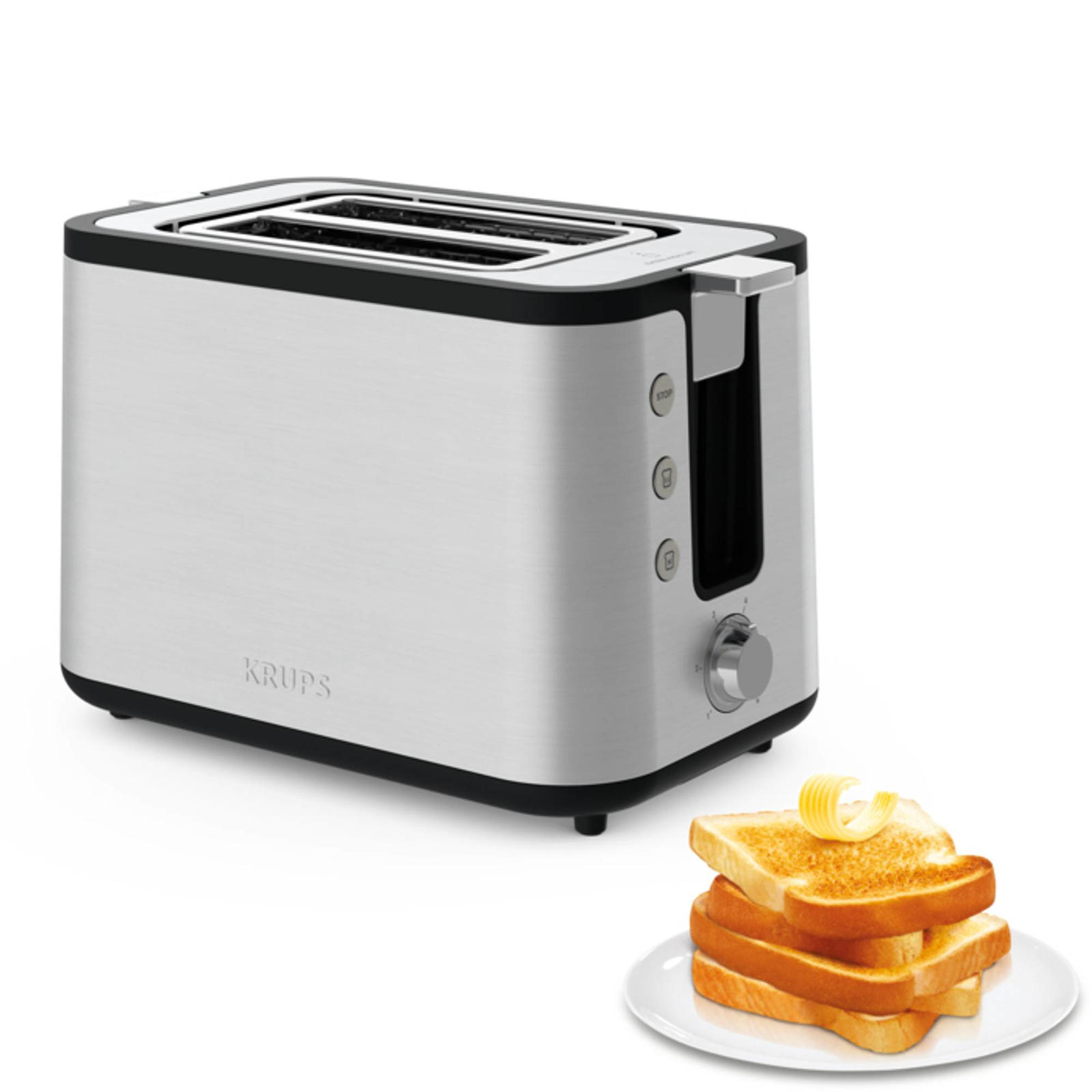 Krups Control Line KH442D Toaster 2 Slice 2 Slot Brushed Stainless Steel