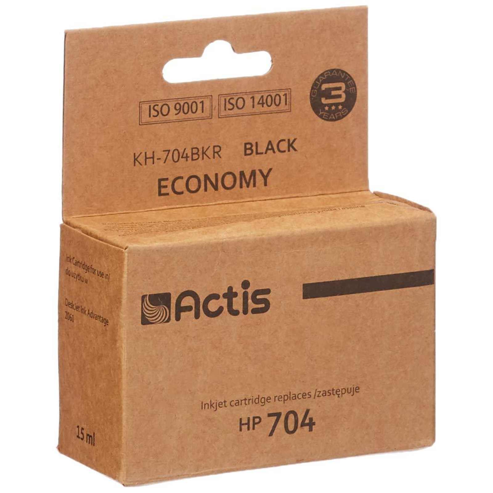 ACTIS KH-704BKR Ink (replacement for HP 704 CN692AE Standard 15 Ml Black)