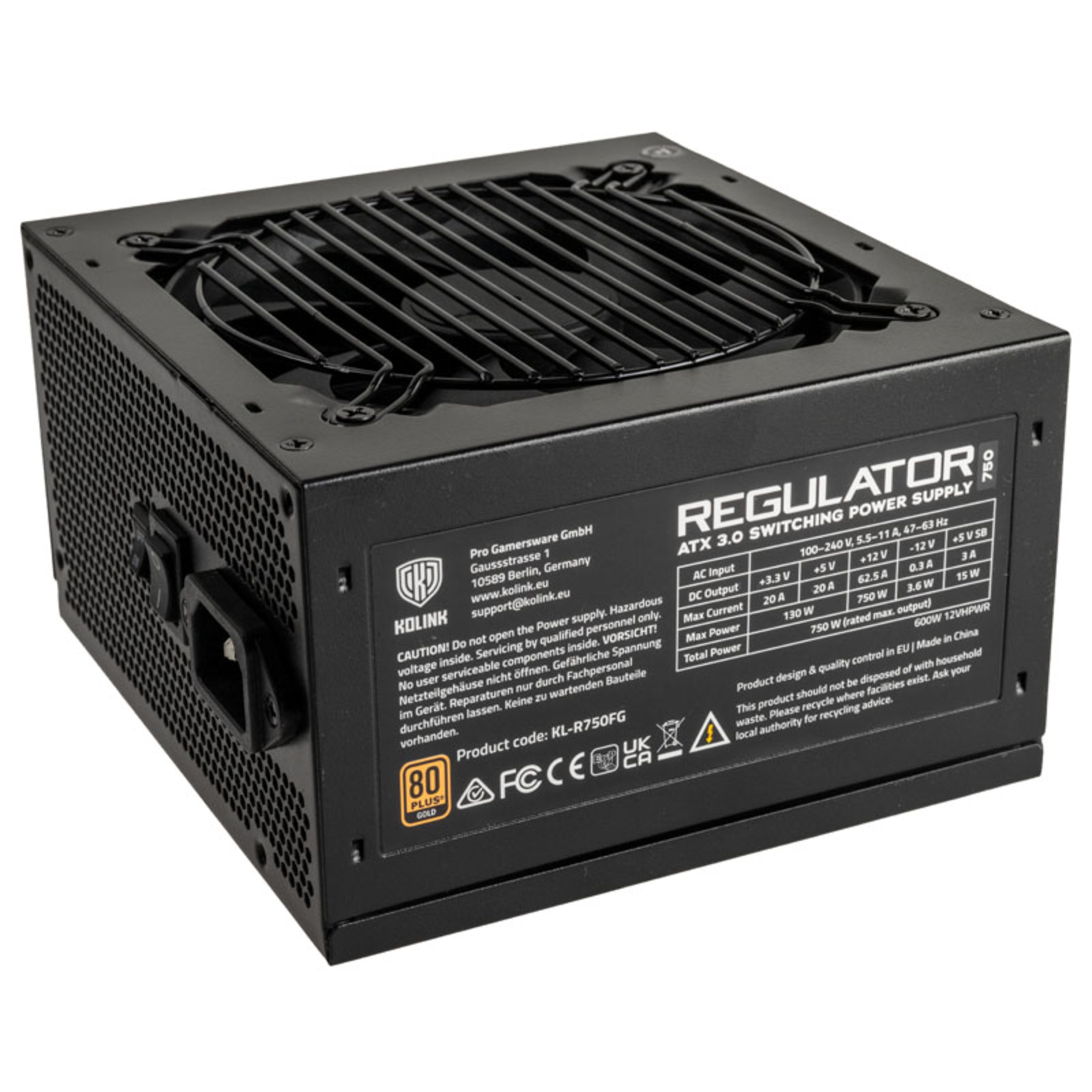 Kolink Regulator 80 PLUS gold Power Supply ATX 3.0 PCIe 5.0 Modular 750 Watts