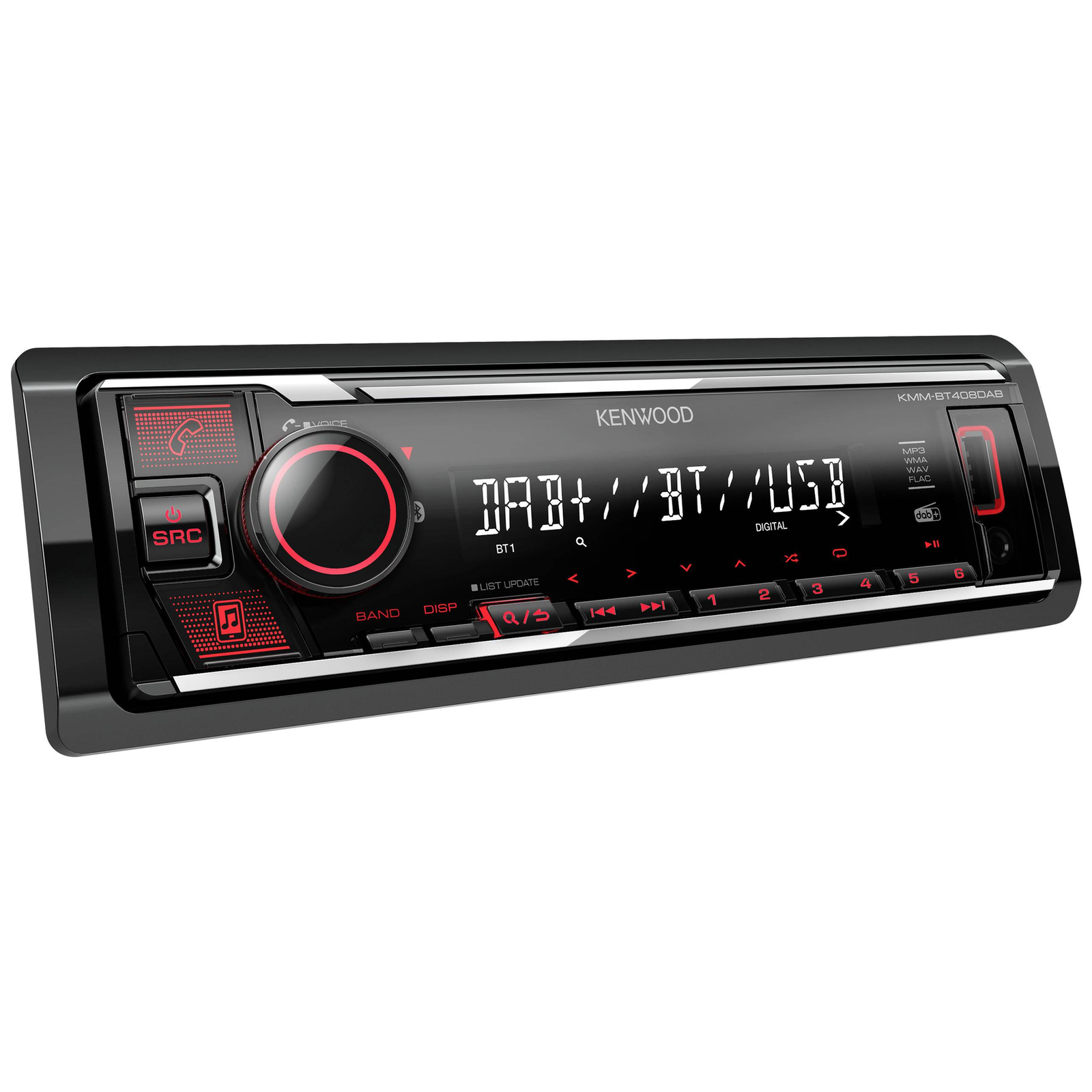 Kenwood ElectronicskmM-BT408DAB Black 1 DIN 88 W 4.0 Channels 50 W 20 20000 Hz