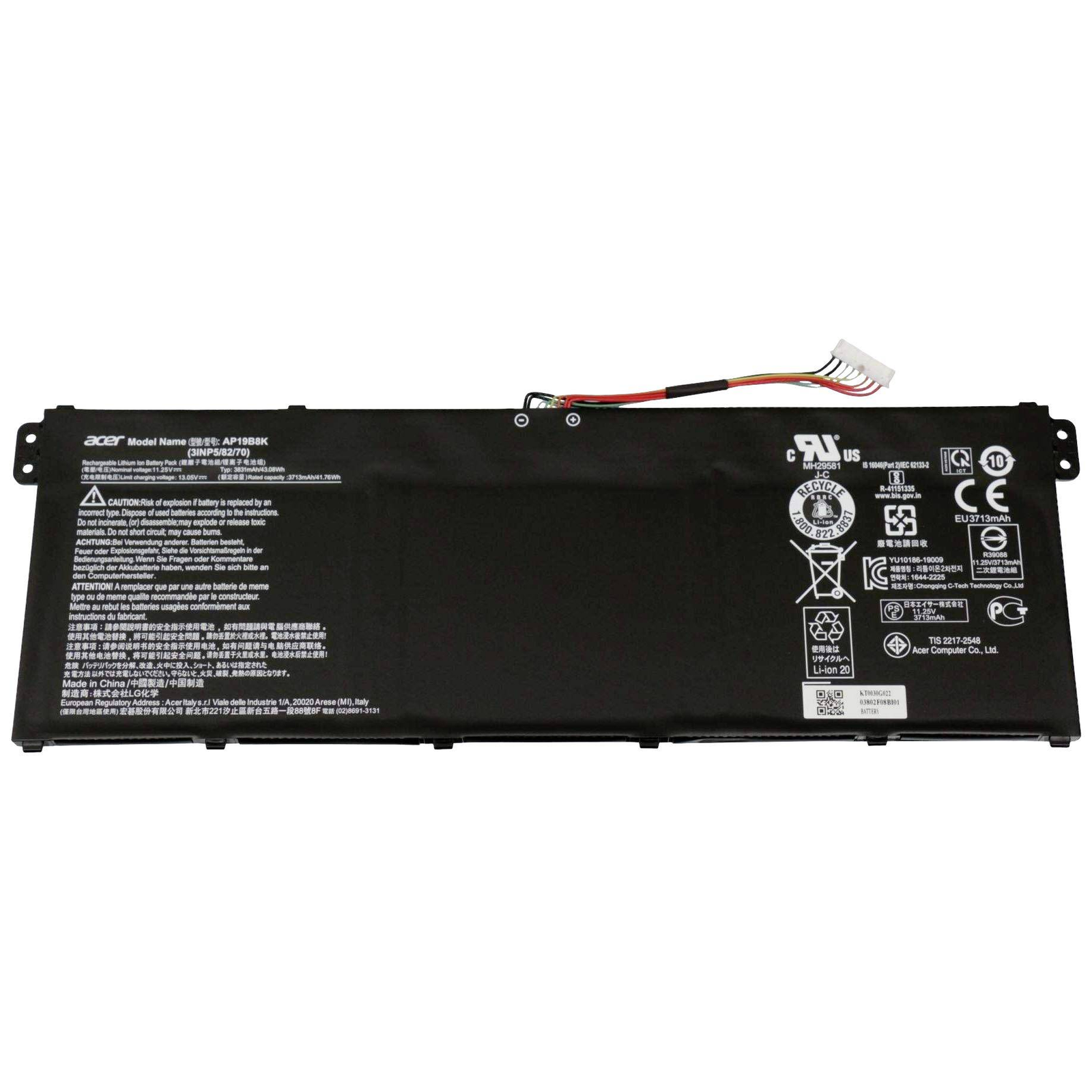 Acer BatteRY 3830MAH 3S1P AP19B8K 11 25V 45W Battery 3,831 MAh