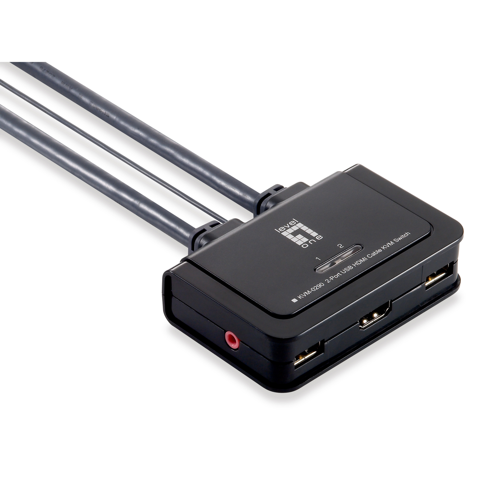 LevelOne KVM Switch 0290 2-port Cable HDMI USB Audio