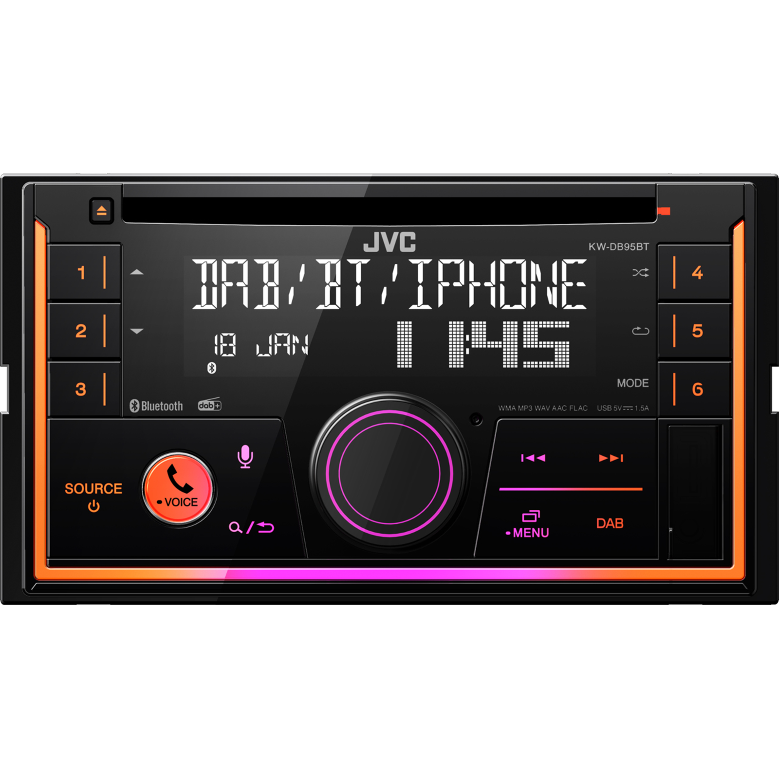 JVC KW-DB95BT Black 2 DIN 200 W 7.1 Channels 50 W CD CD-R CD-RW