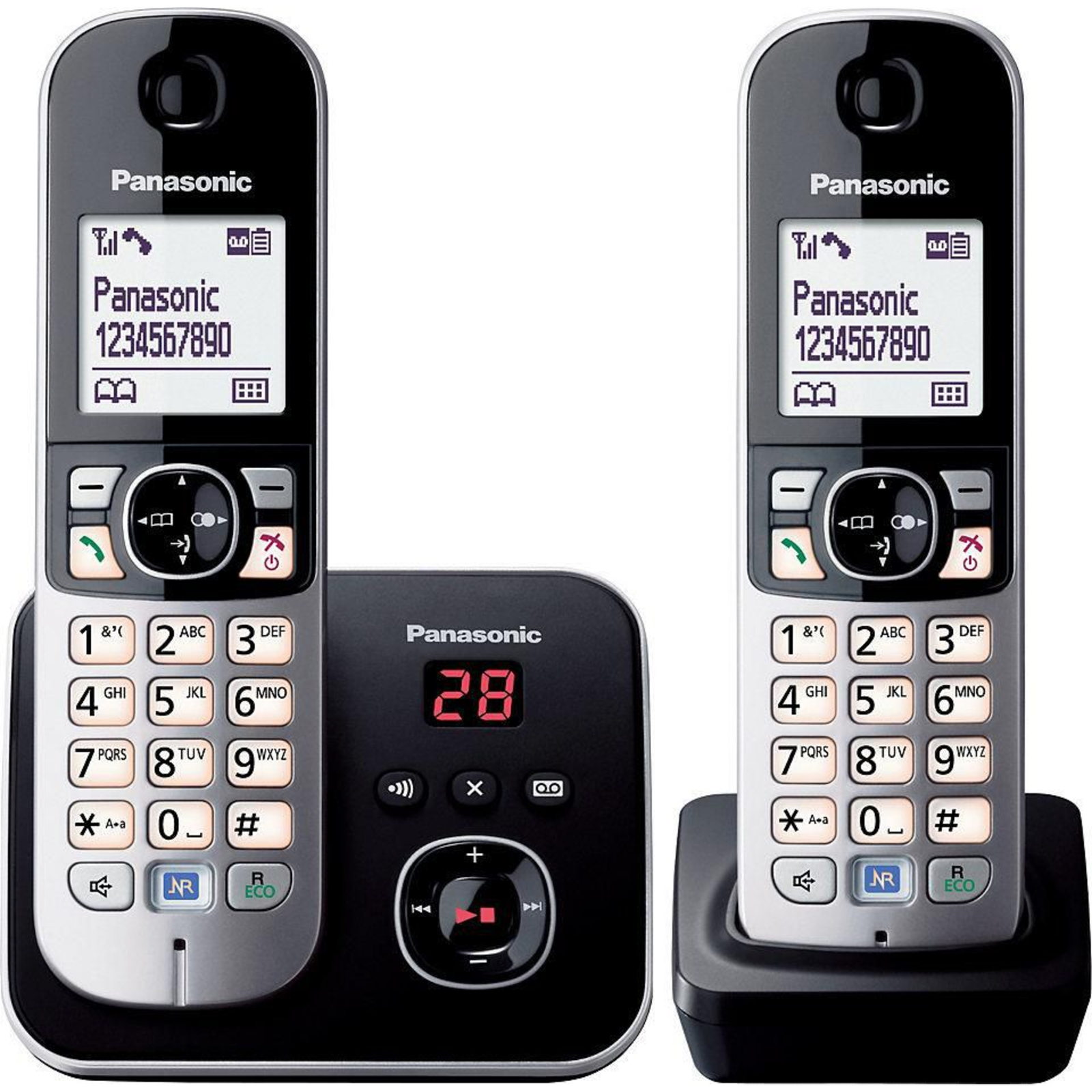 Panasonic KX-TG6822GB DECT Telephone 120 Entries Caller Identification Black Silver