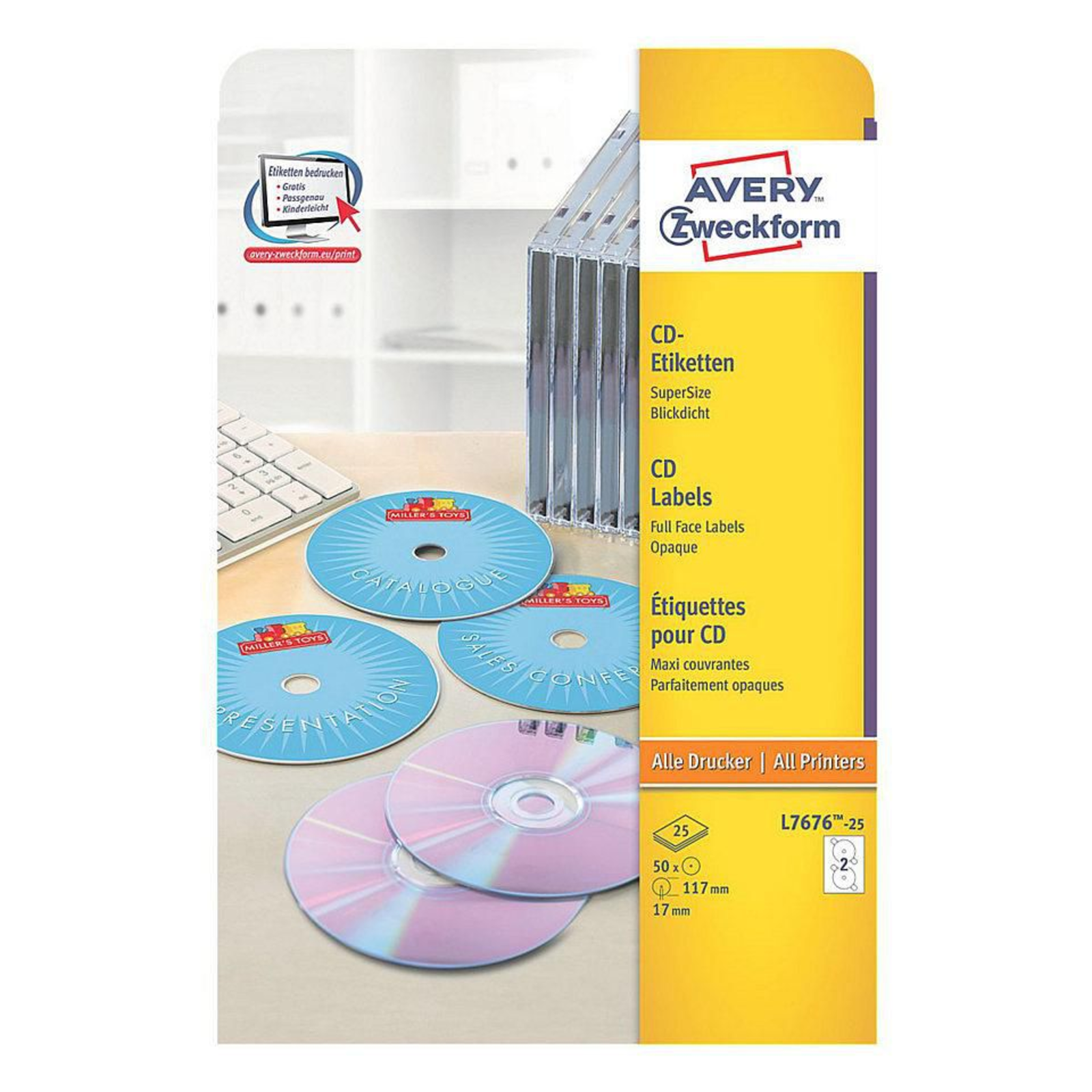 Avery CD Labels SuperSize White Permanent White Self-adhesive Printer Label