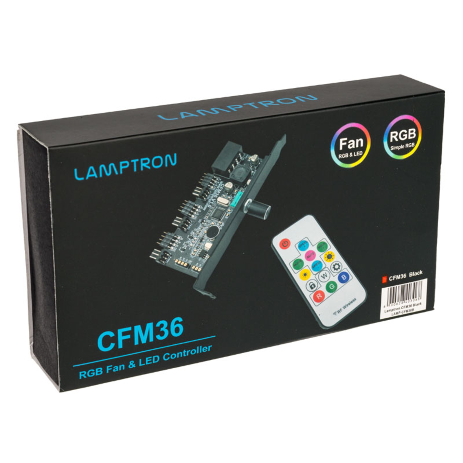 Lamptron CFM36 Fan And RGB LED Controller for PCI Slot Black