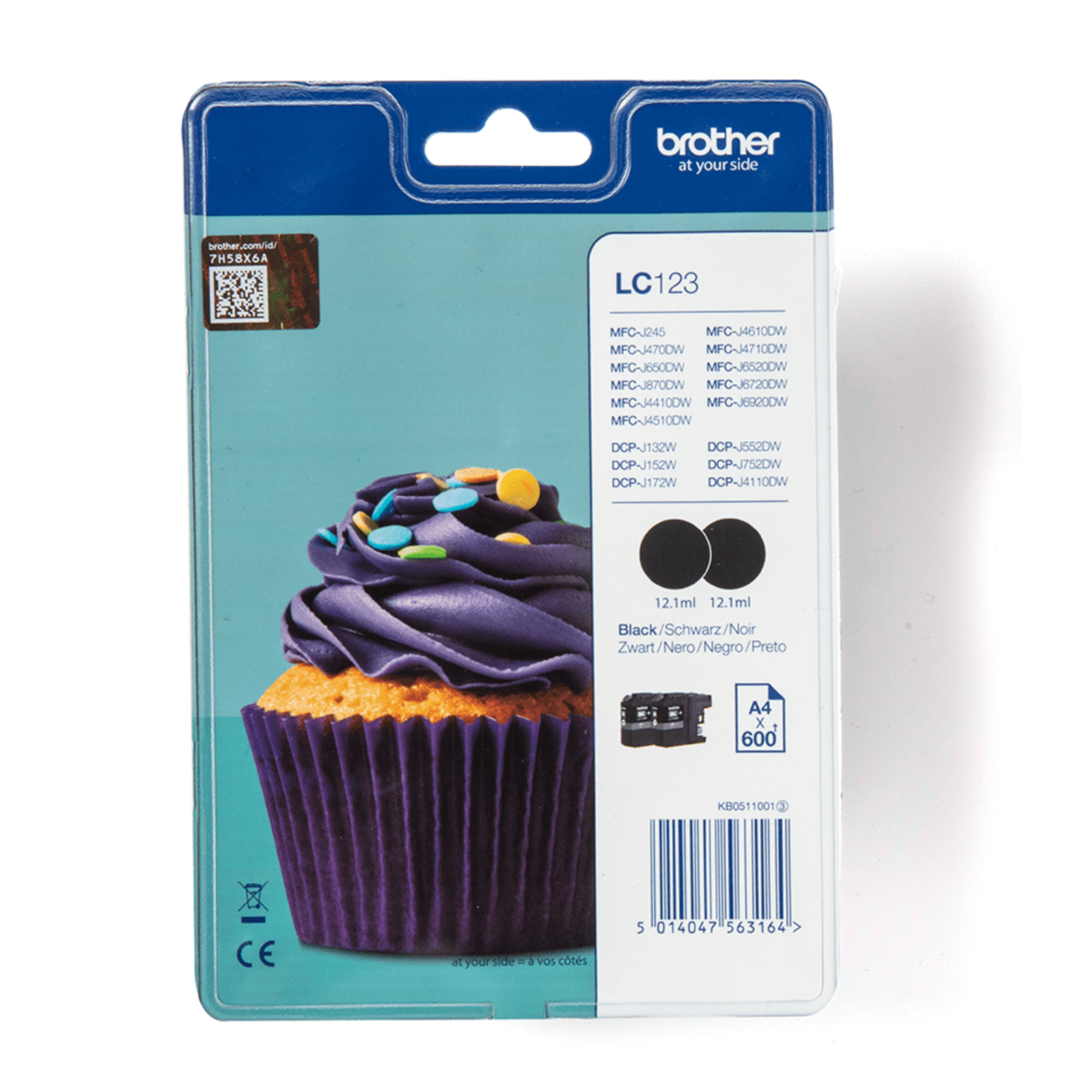 BredHER LC-123 HIGH-CAPACITY BLACK INK CARTRIDGE 600 PAGES 1-PACK BLISTER without ALARM