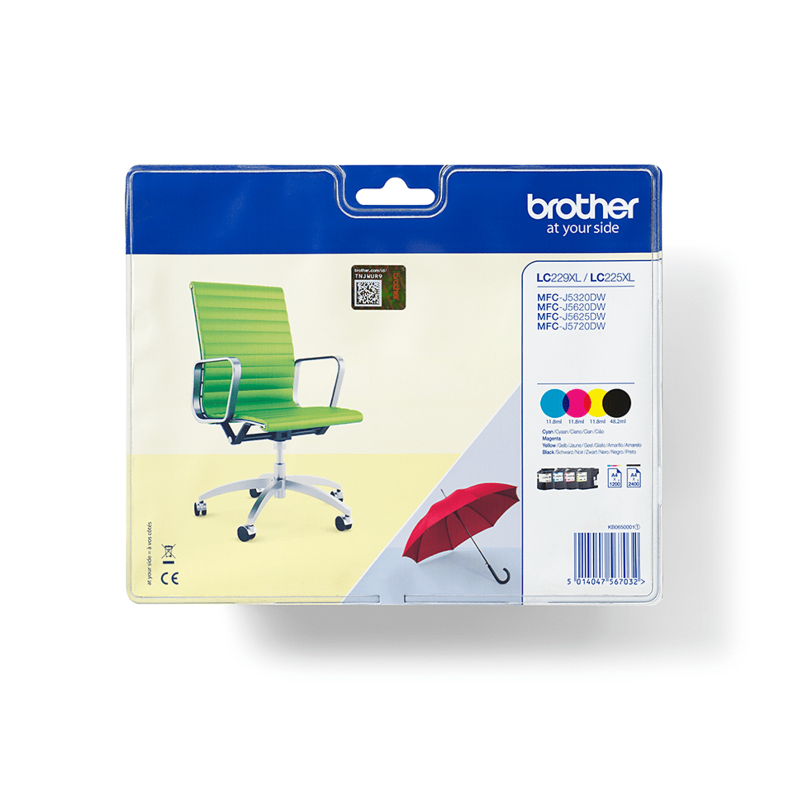 BredHER Ink Set for MFC-J5320/ 5620/5625/5720 Approx. 2,400/1,200 Ppm Each.