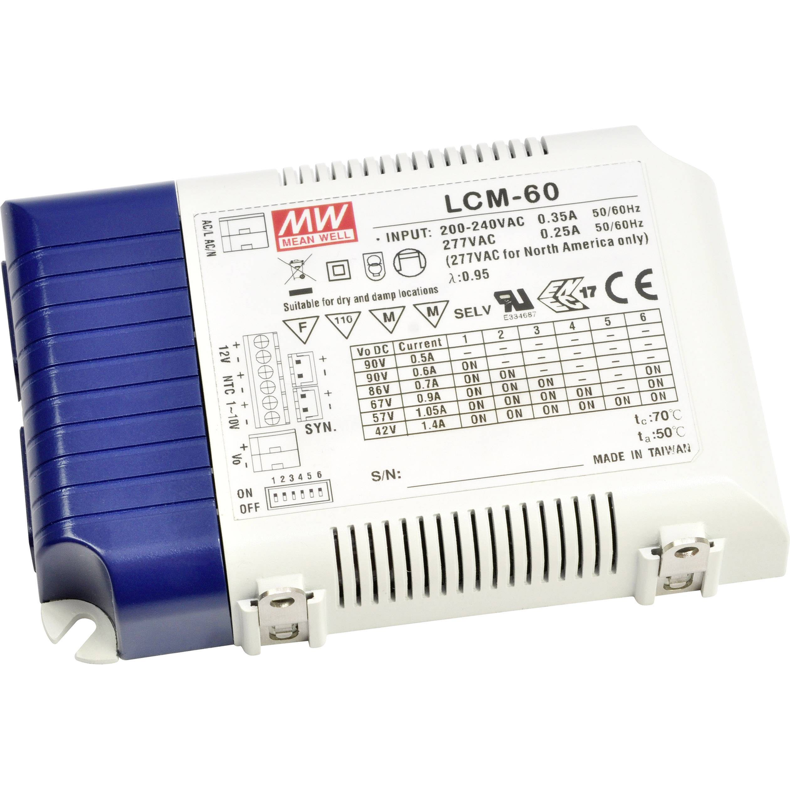 Synergy21 LED Power Supply CC Driver 700mA 60W Mean Well Dali Dimm E.g. LED Panel