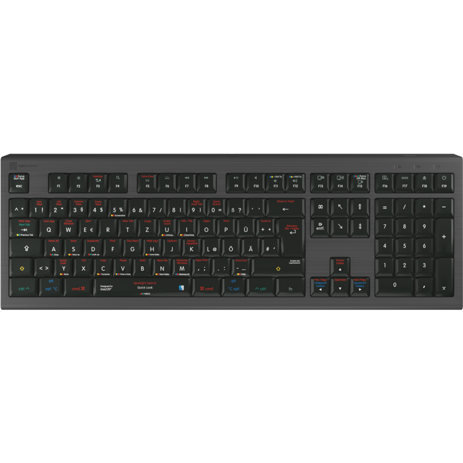 Logickeyboard LKB-OSX-A2M-DE Wired USB Scissor Switch QWERTZ LED Black