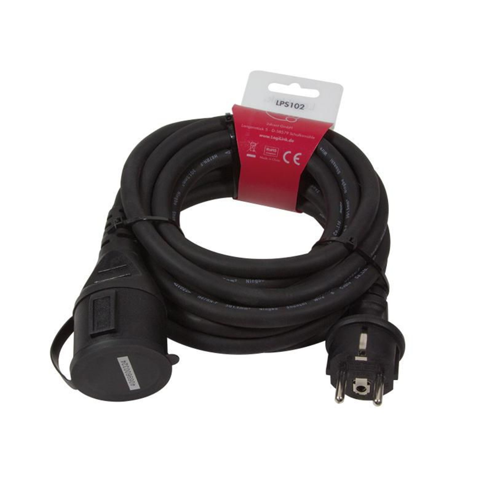 LogiLink LPS102 Power Extension Cable Black 5.00 M H07RN-F 3G 1.5 Mm Suitable for Outdoor Use