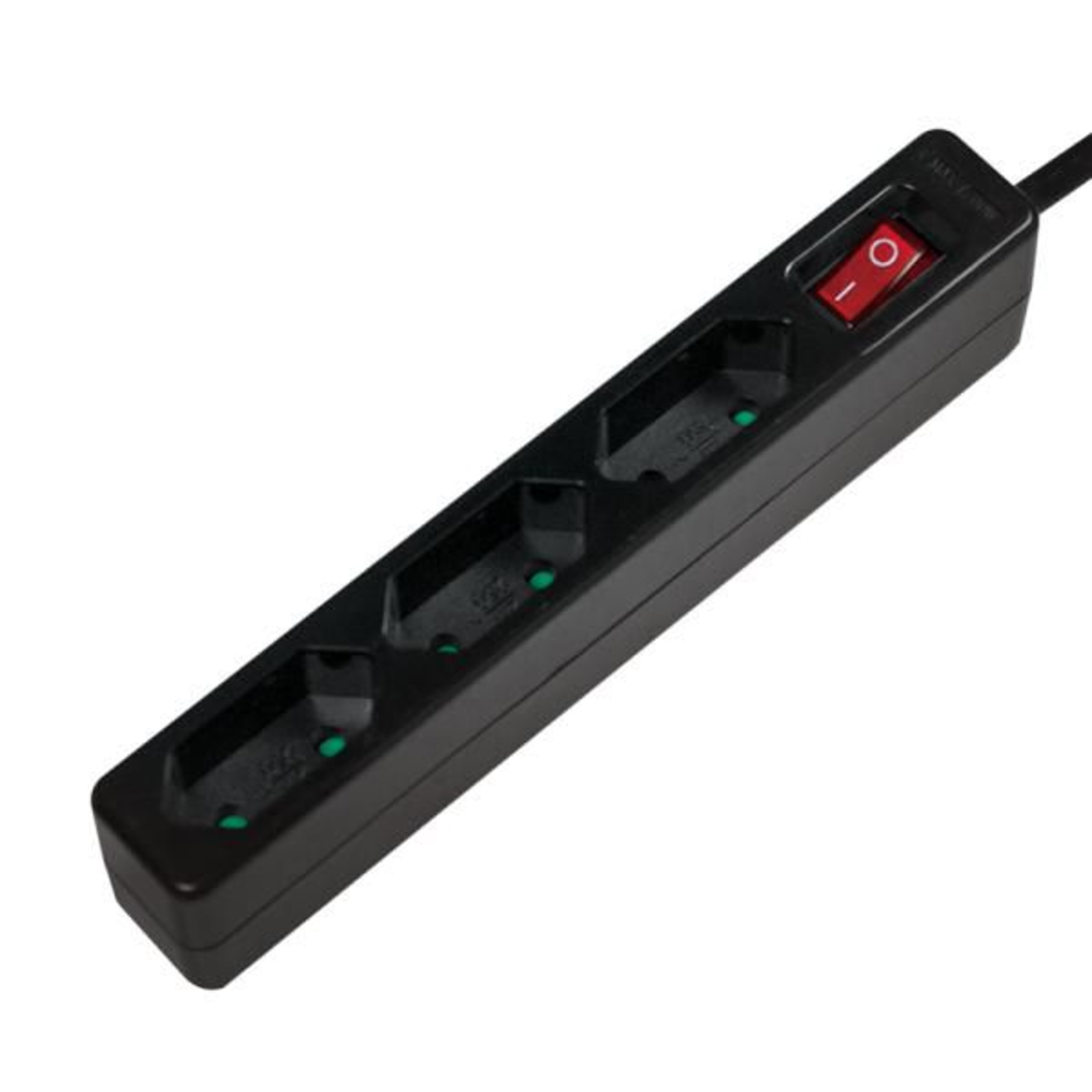 LogiLink LPS230B Power Strip with Switch 3-way Black Contoured Plug 1 Pc.