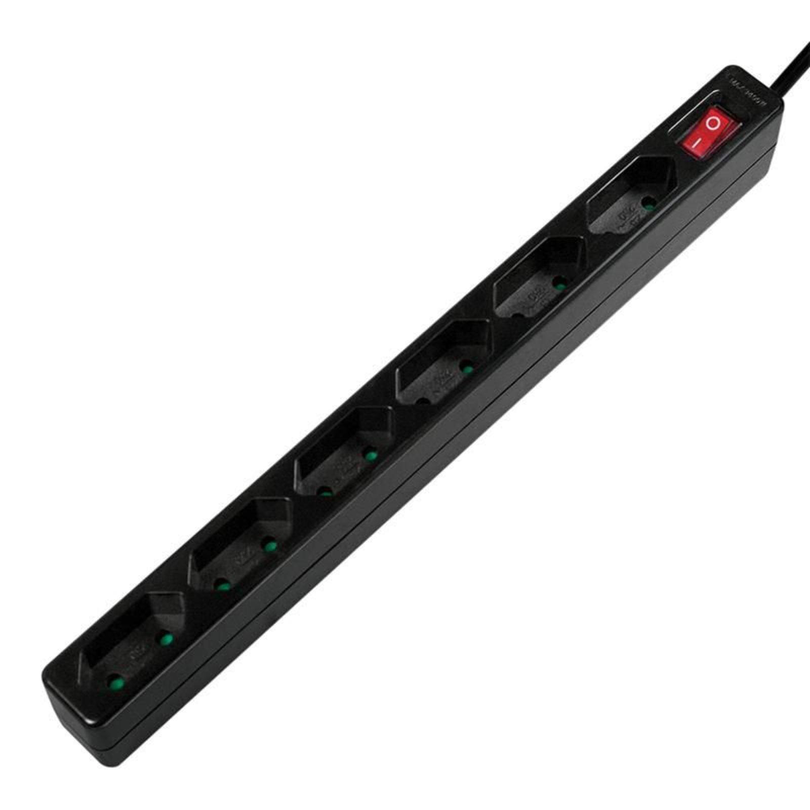 LogiLink LPS232B Power Strip with Switch 6-way Black Euro Plug 1 Pc.