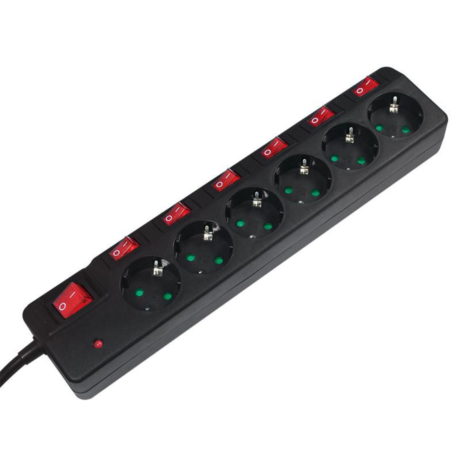 LogiLink Socket Strip 6-way 1.5m with 6 Switches Black