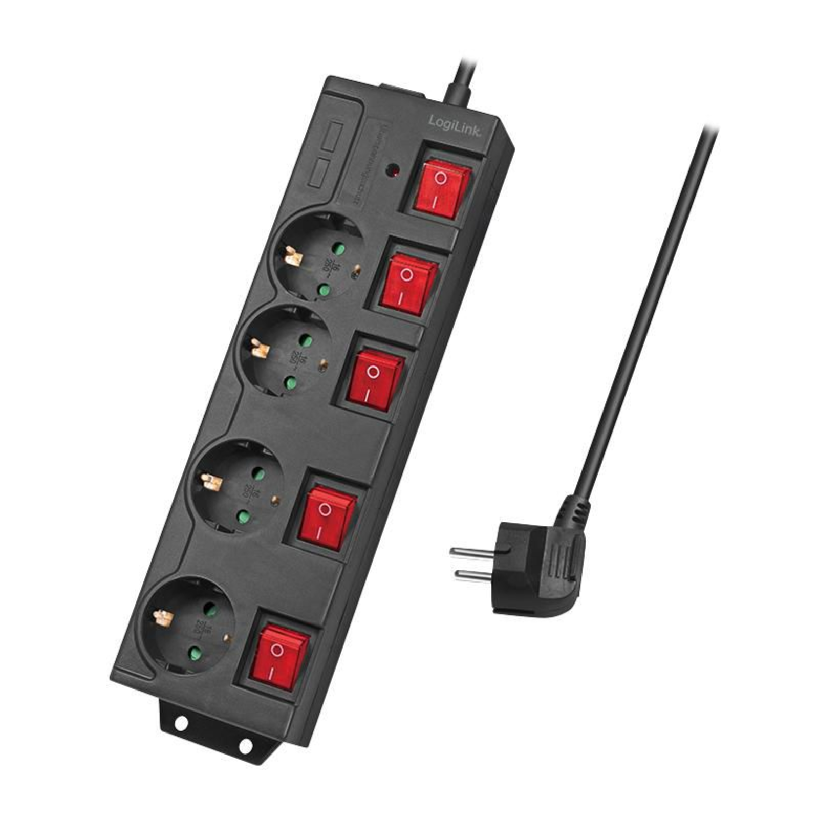 LogiLink Socket Outlet 4-pin 16A Black Red 1.5m