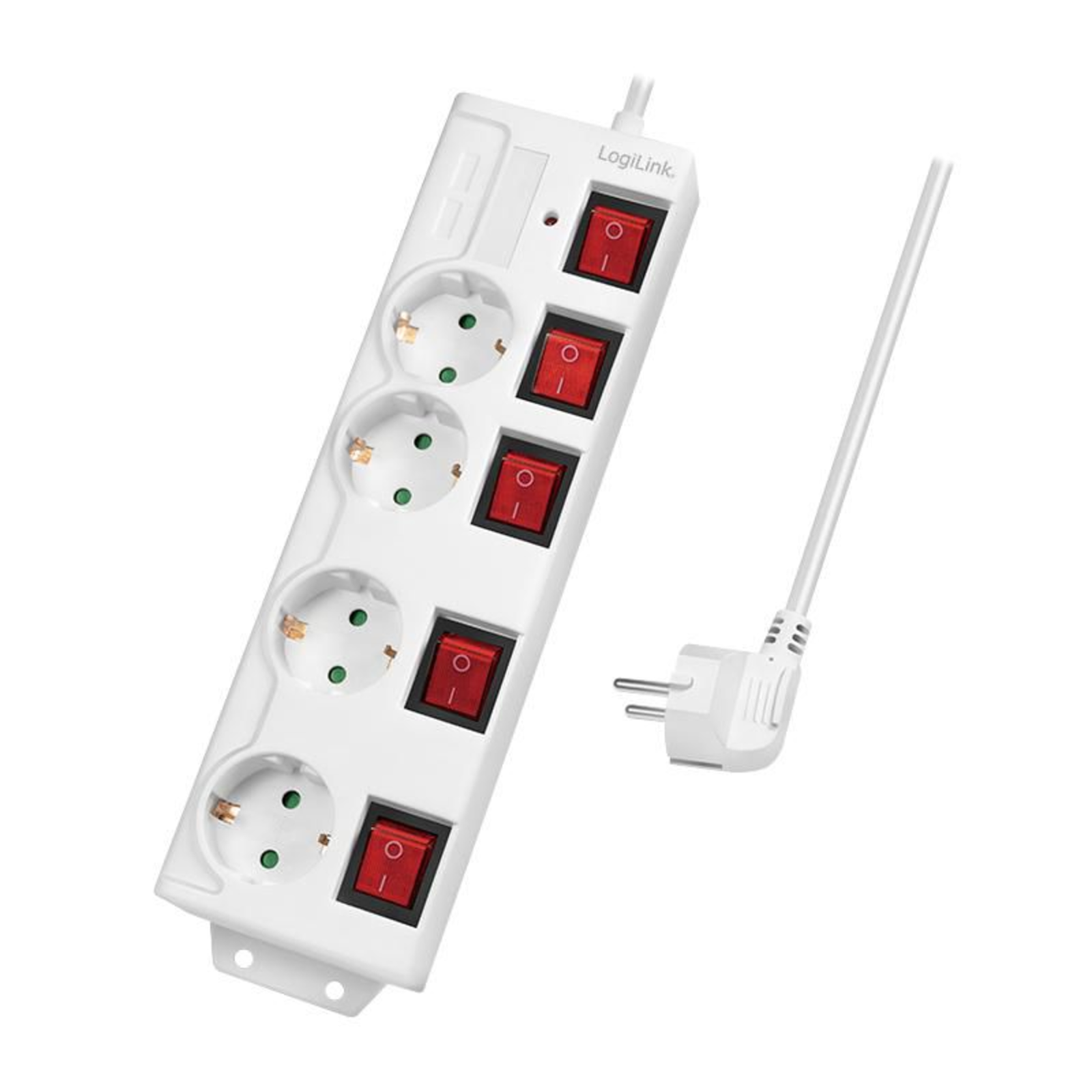 LogiLink Socket Outlet 4-pin 16A Red White 1.5m